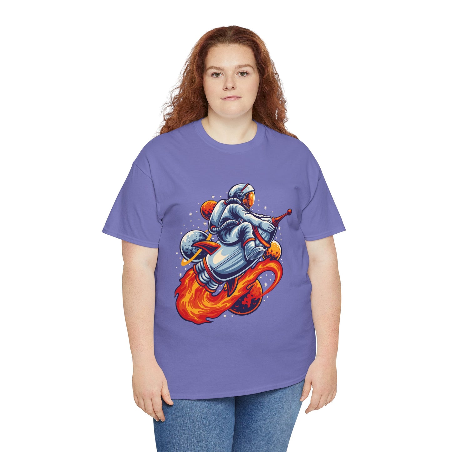 Retro Space Explorer Unisex Heavy Cotton Tee, graphic designed, tees, t-shirt, t-shirts, png