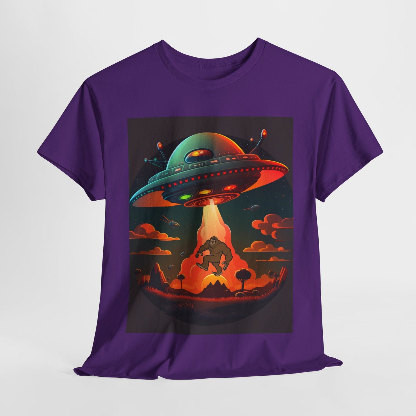 UFO, Bigfoot, Unisex Heavy Cotton Tee, graphic design, t-shirt, t-shirts, tshirts, png