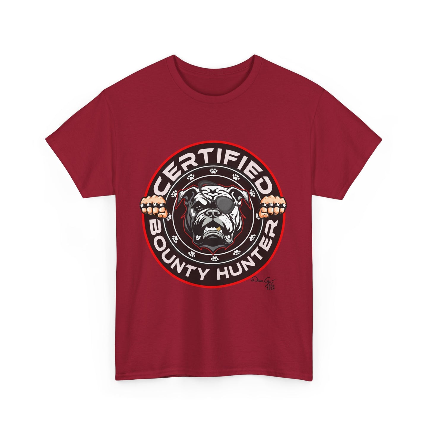 Certified Bounty Hunter, Unisex Heavy Cotton Tee, comedy, bulldog, print design, png, GraphicTees