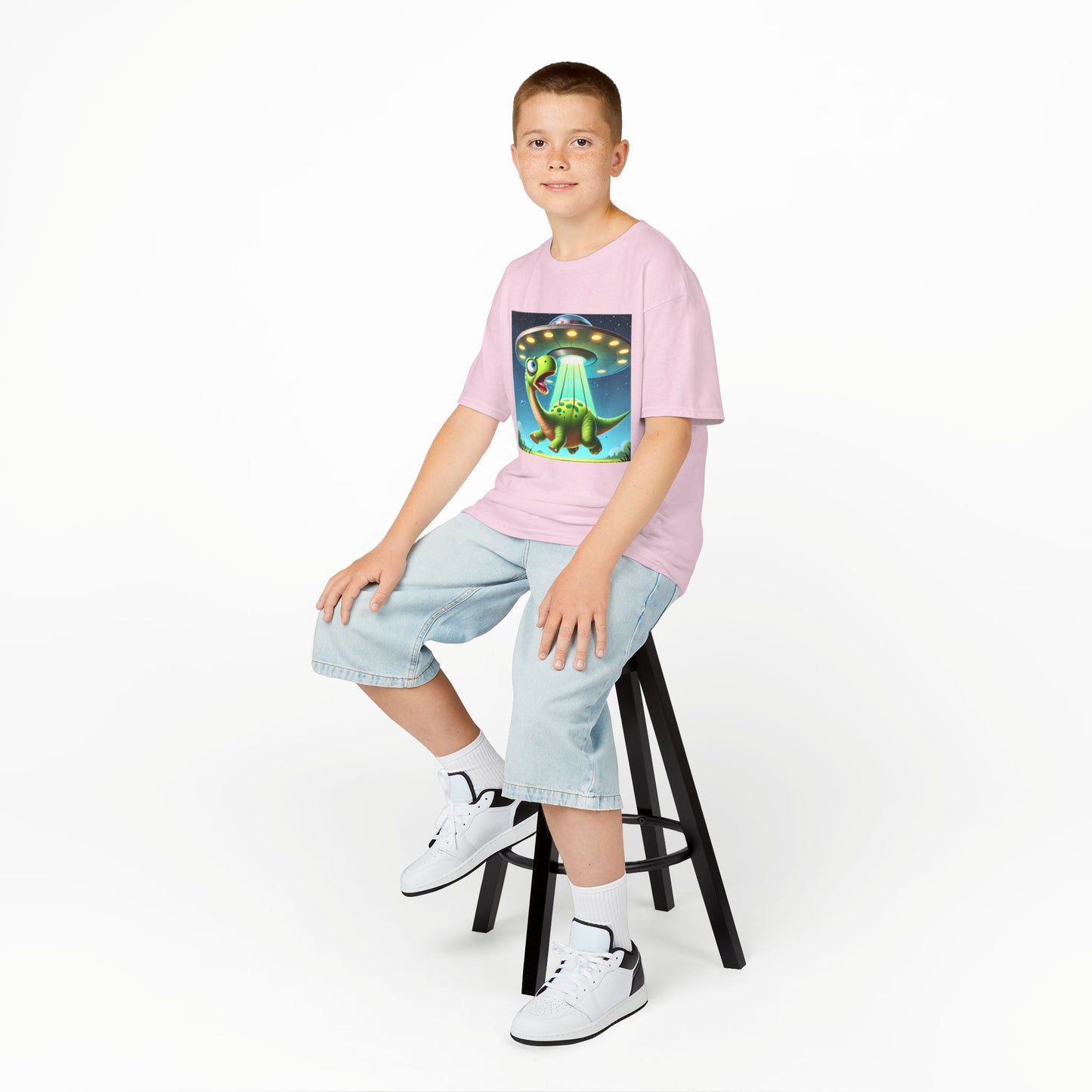 Dinosaur UFO Kids Tee, Fun Graphic Shirt for Boys and Girls, Perfect for Birthdays, Parties, Casual Wear, Gifts, tshirt, t-shirt