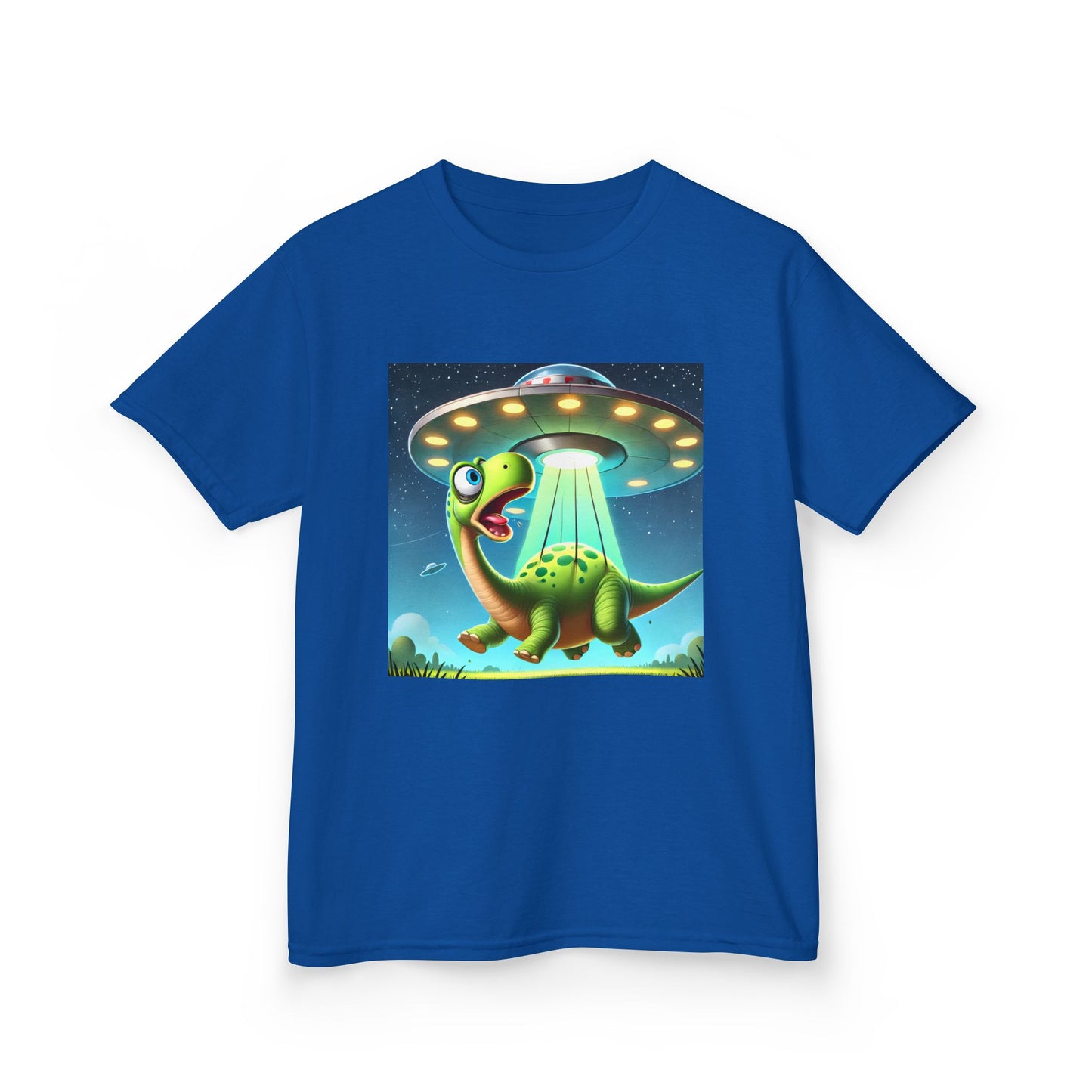 Dinosaur UFO Kids Tee, Fun Graphic Shirt for Boys and Girls, Perfect for Birthdays, Parties, Casual Wear, Gifts, tshirt, t-shirt