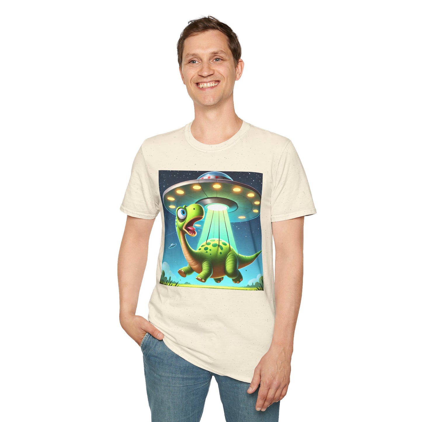 Cute Alien Dinosaur Unisex T-Shirt, Fun Graphic Tee, Kids & Adults, Space Theme, Playful Gift Idea, Birthday, Casual Wear