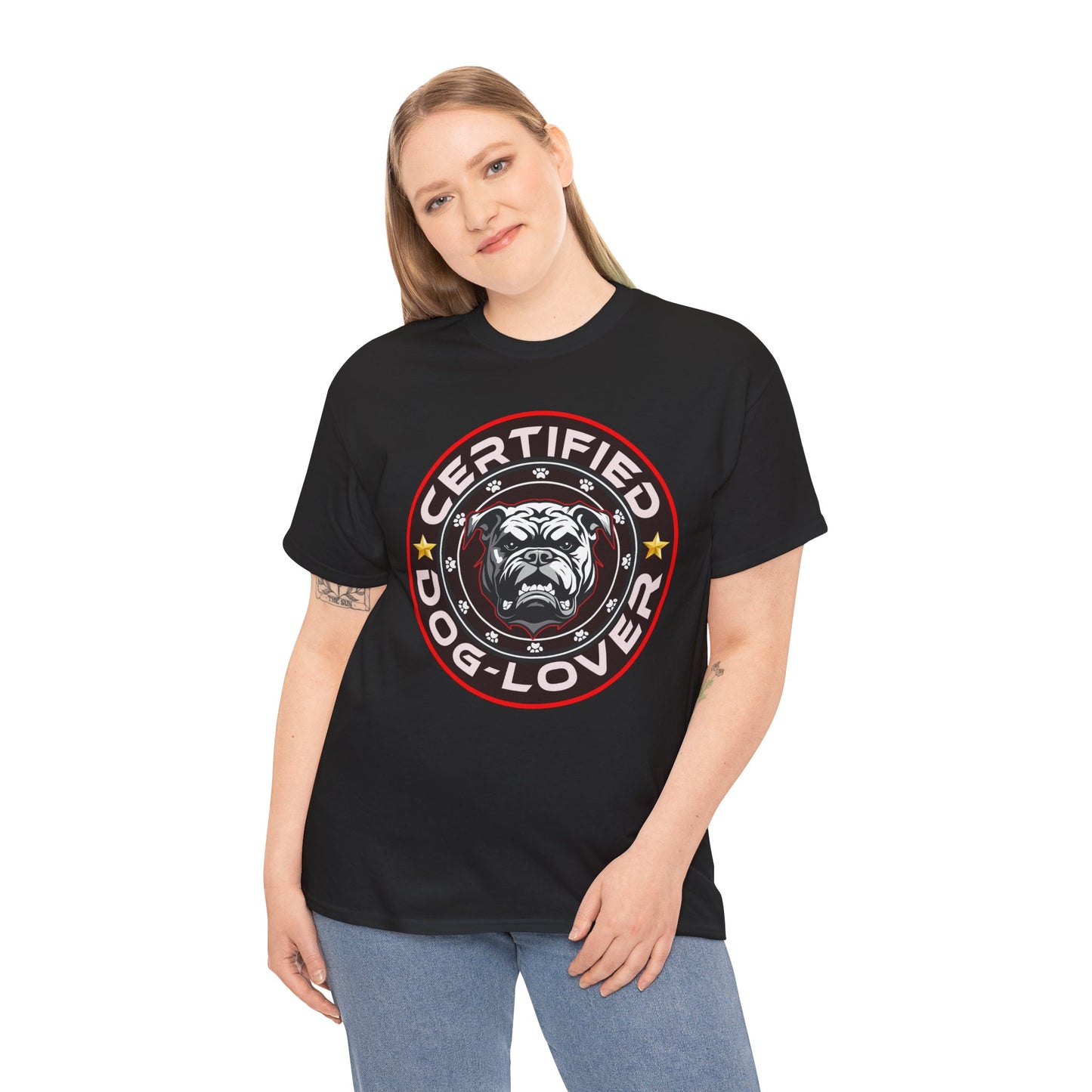 Certified Dog Lover Unisex Tee - Bulldog Print Design, GraphicTees, t-shirt, tshirt, png