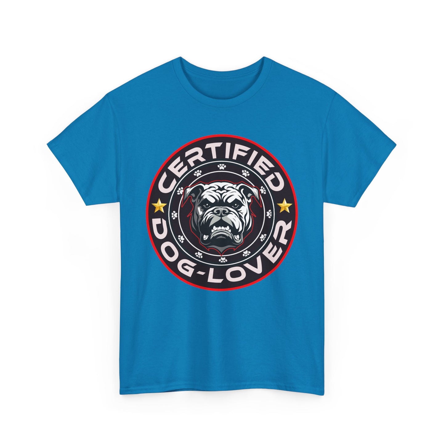 Certified Dog Lover Unisex Tee - Bulldog Print Design, GraphicTees, t-shirt, tshirt, png
