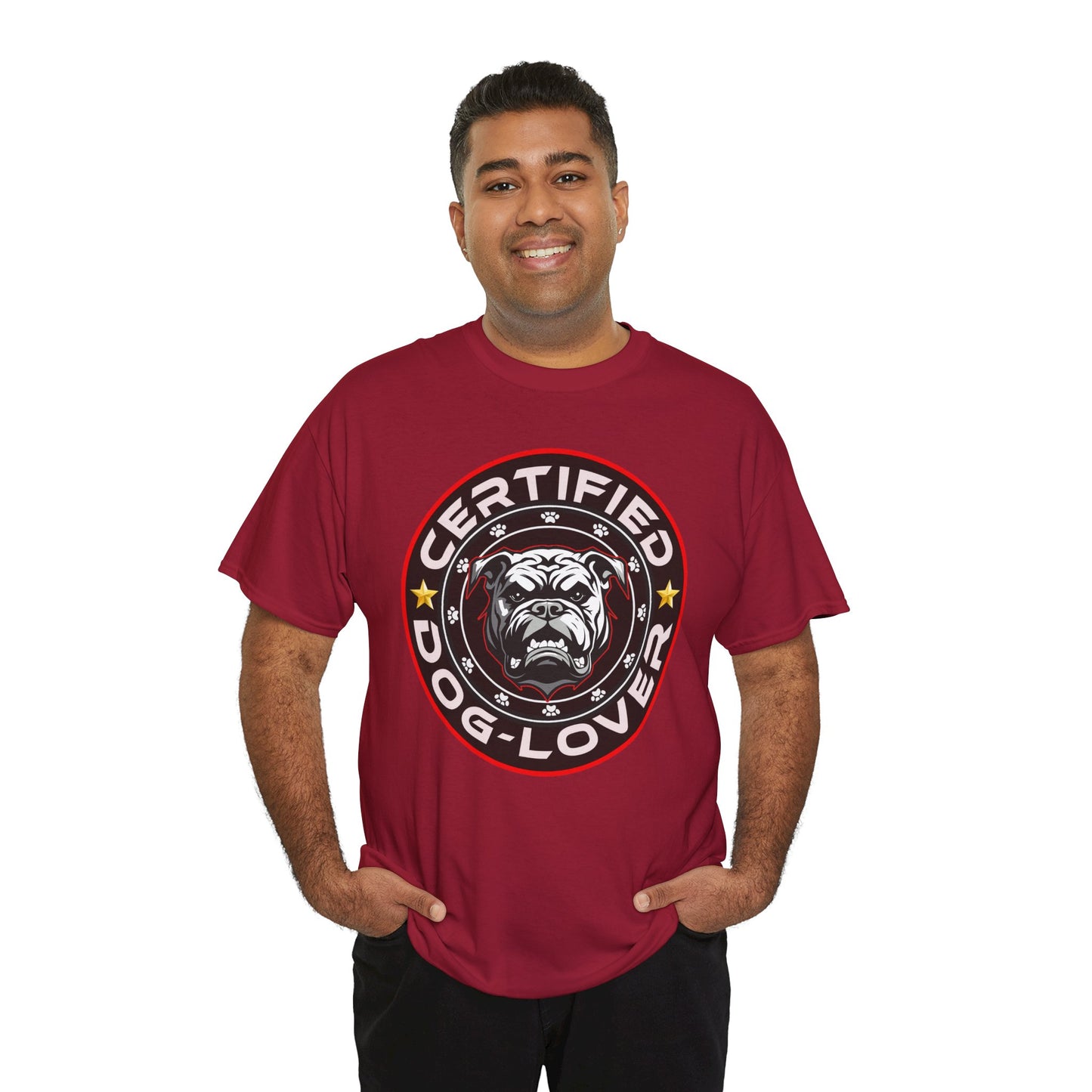 Certified Dog Lover Unisex Tee - Bulldog Print Design, GraphicTees, t-shirt, tshirt, png