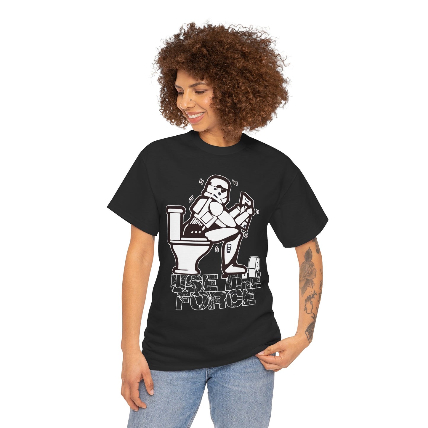 Use The Force, Unisex Heavy Cotton Tee, Star Wars, funny, restroom jokes, graphic design, png