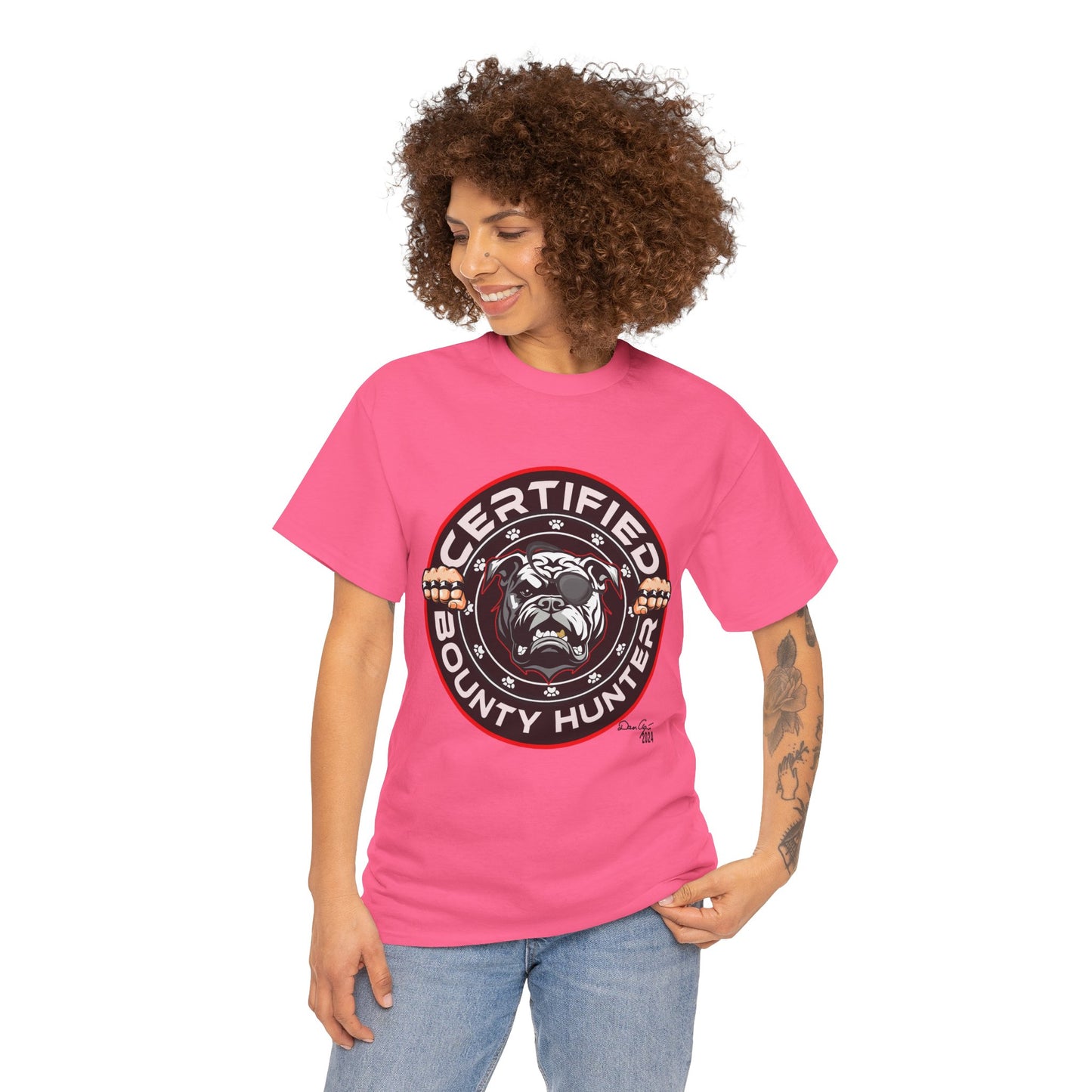 Certified Bounty Hunter, Unisex Heavy Cotton Tee, comedy, bulldog, print design, png, GraphicTees