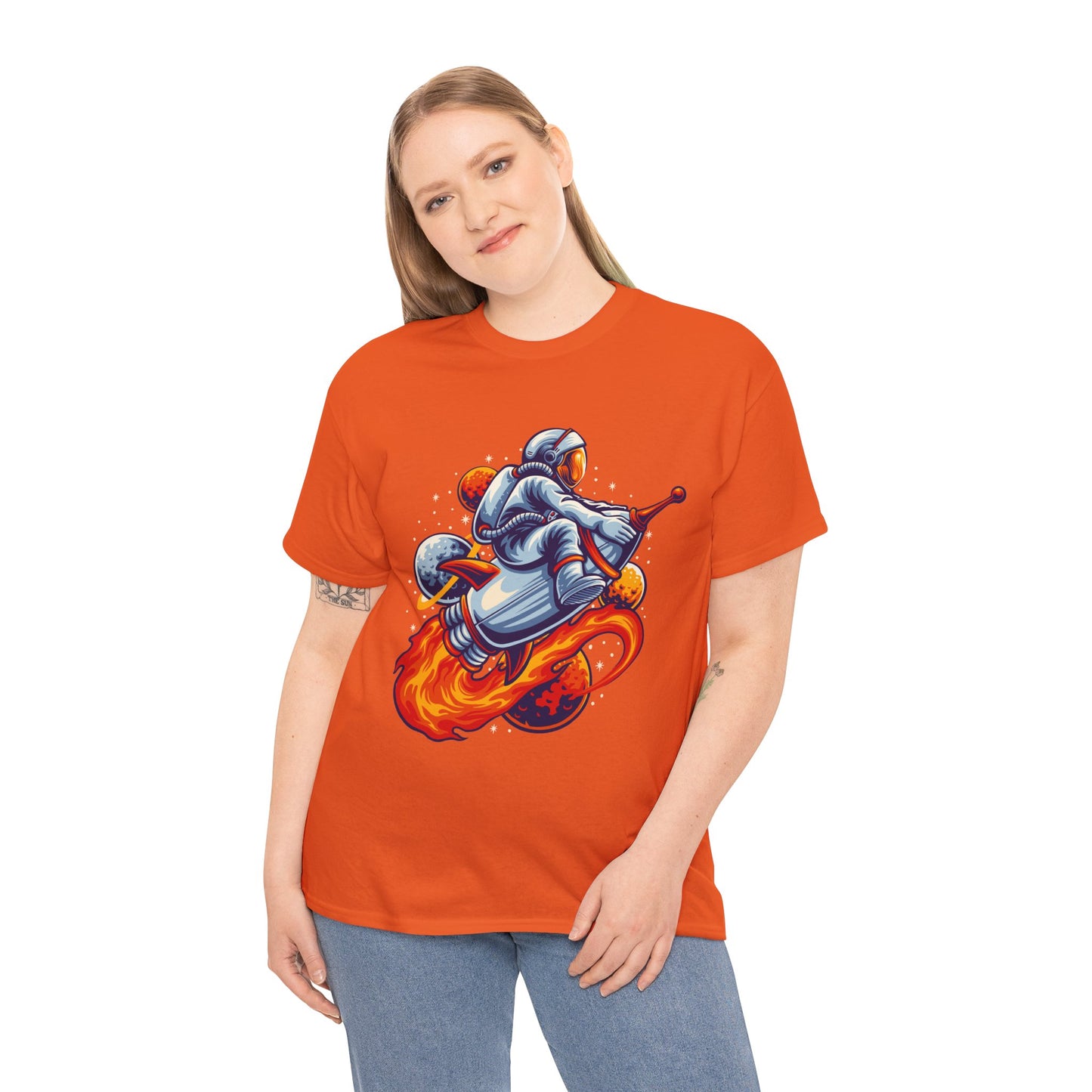 Retro Space Explorer Unisex Heavy Cotton Tee, graphic designed, tees, t-shirt, t-shirts, png