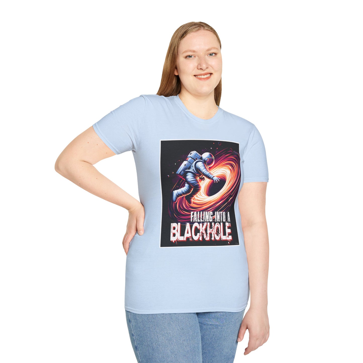 Falling Into a Blackhole Unisex Softstyle, T-Shirt, Space Lover Gift, Sci-Fi Tee, Astronomy Shirt, Creative Graphic T-Shirt, Gift Astronaut