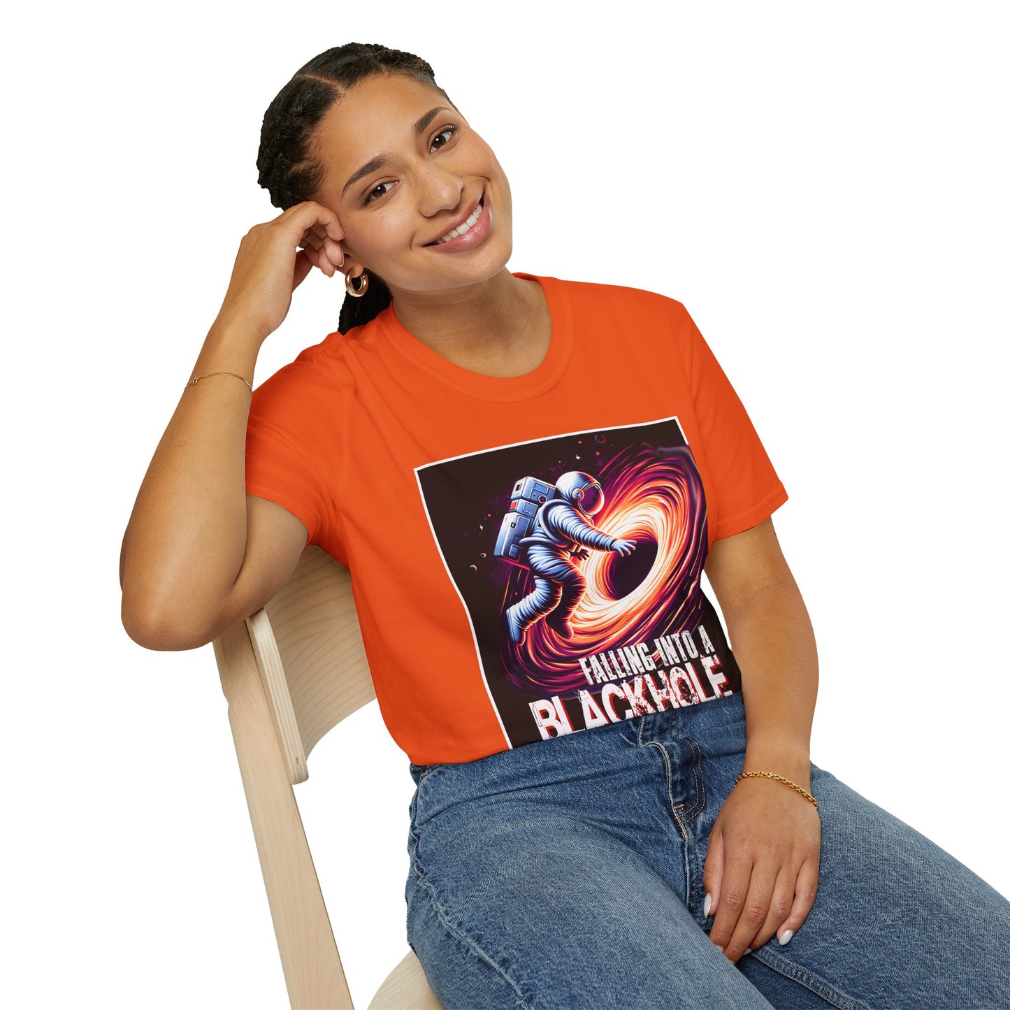 Falling Into a Blackhole Unisex Softstyle, T-Shirt, Space Lover Gift, Sci-Fi Tee, Astronomy Shirt, Creative Graphic T-Shirt, Gift Astronaut
