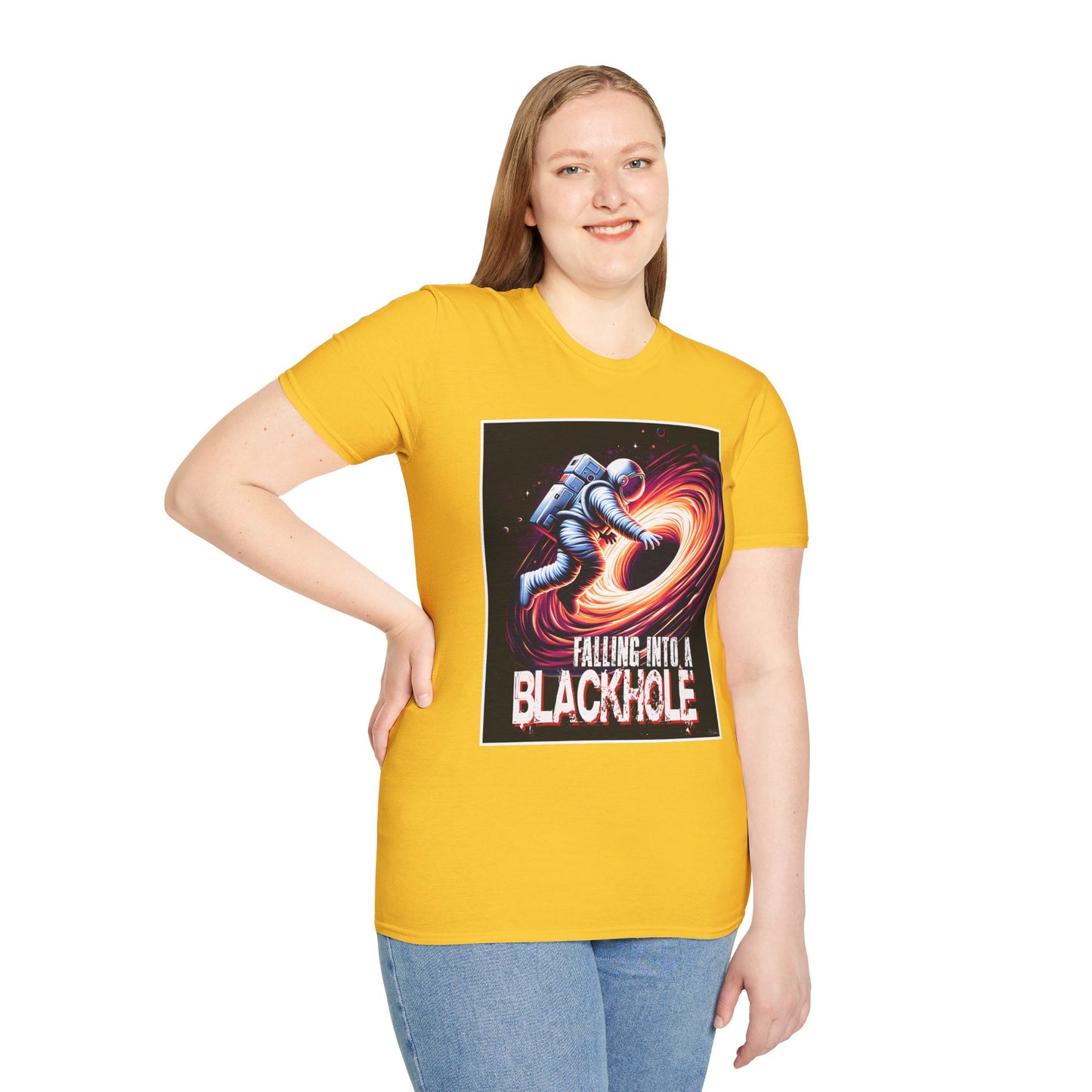Falling Into a Blackhole Unisex Softstyle, T-Shirt, Space Lover Gift, Sci-Fi Tee, Astronomy Shirt, Creative Graphic T-Shirt, Gift Astronaut