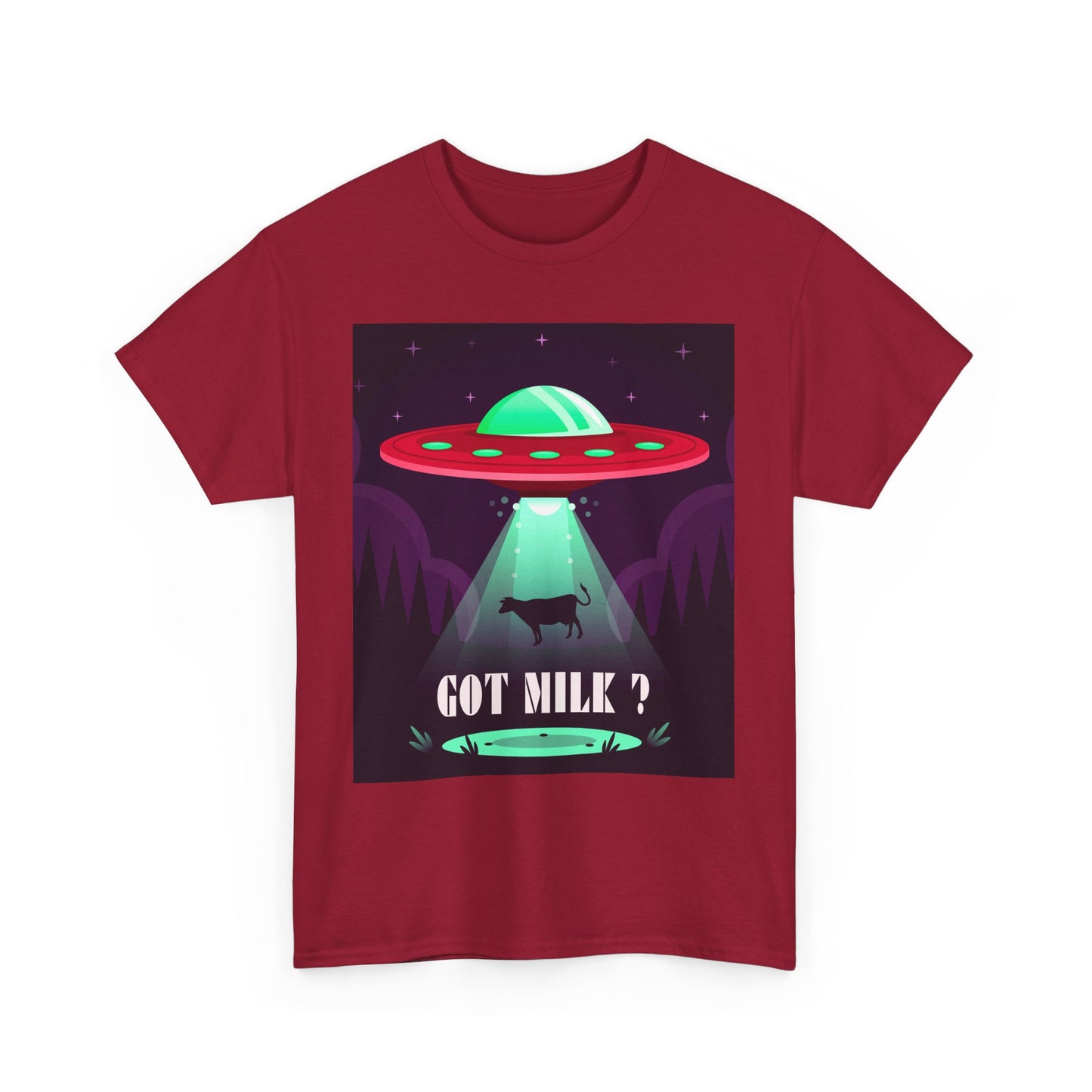 Got Milk? Unisex Heavy Cotton Tee, UFO abduction, comedy, funny, t-shirt, t-shirt, graphic design, tee, png