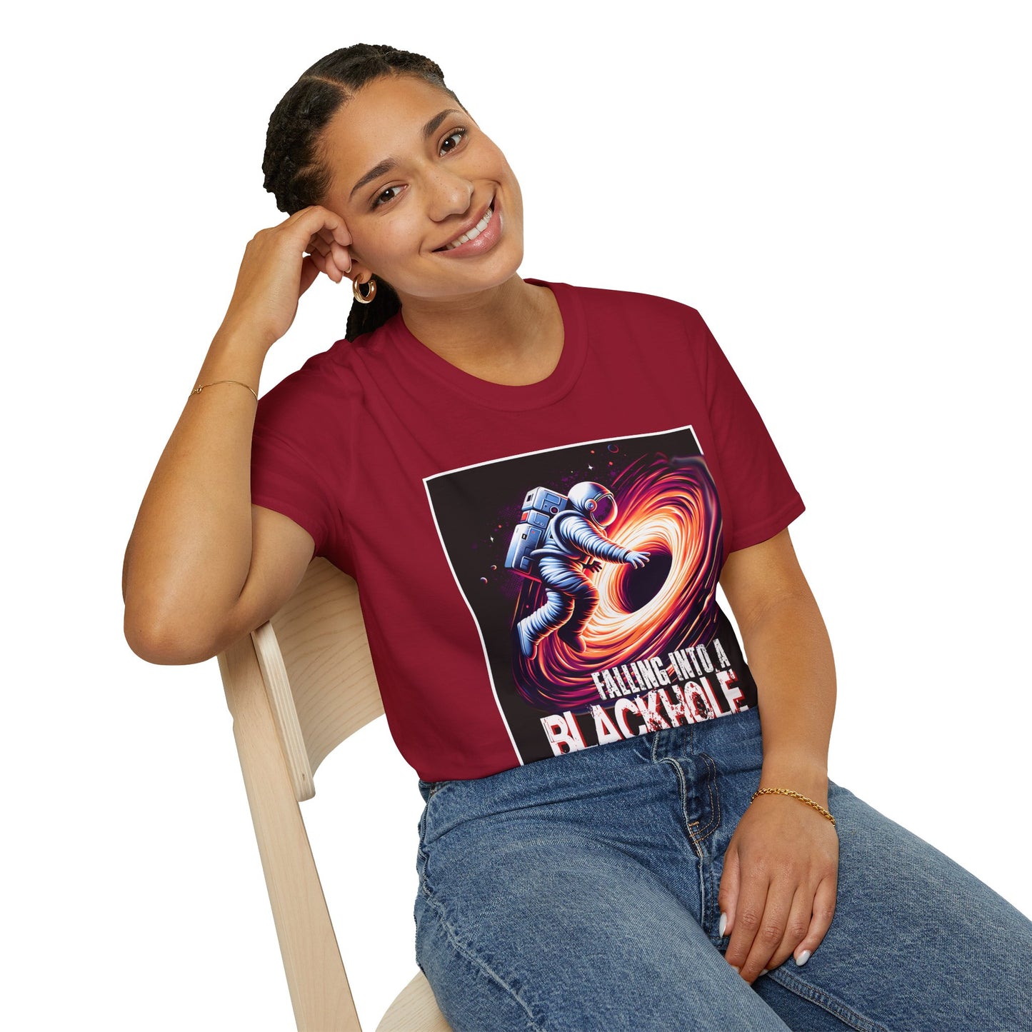 Falling Into a Blackhole Unisex Softstyle, T-Shirt, Space Lover Gift, Sci-Fi Tee, Astronomy Shirt, Creative Graphic T-Shirt, Gift Astronaut