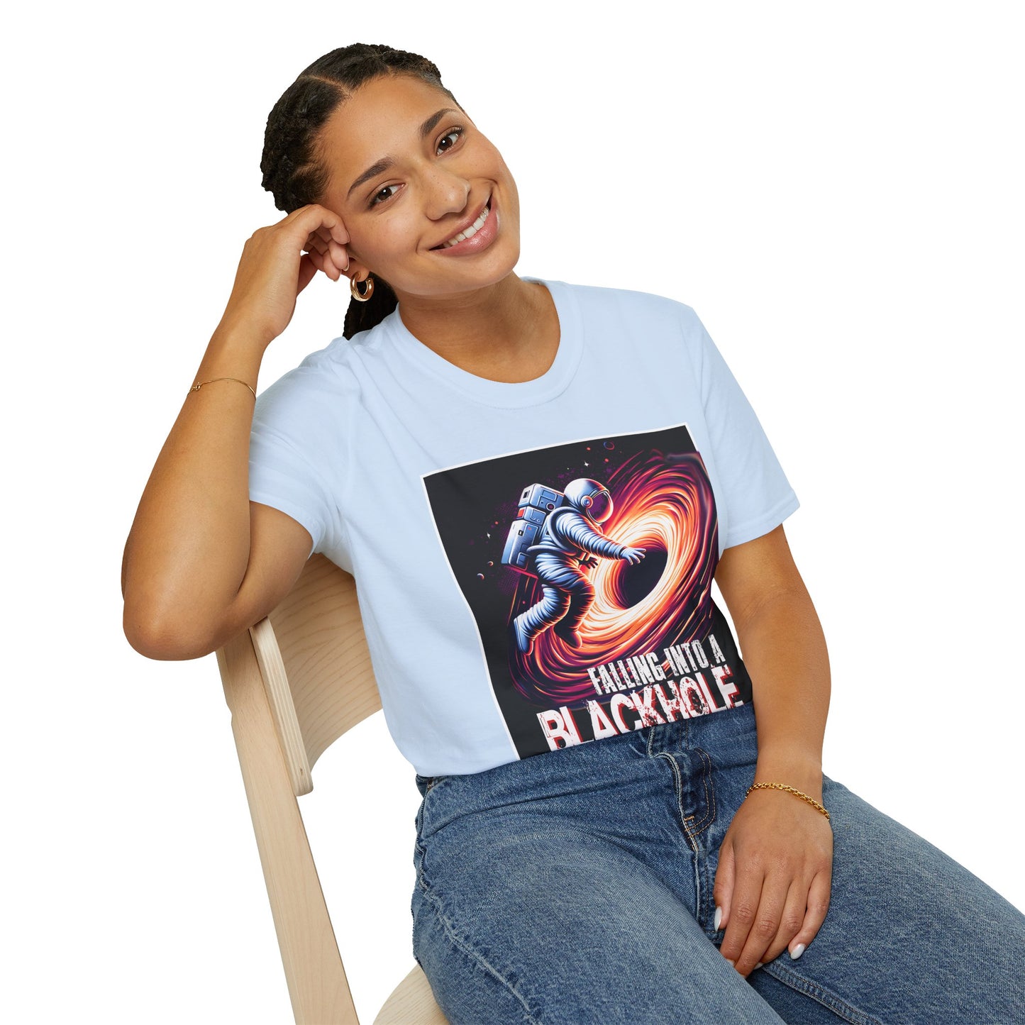 Falling Into a Blackhole Unisex Softstyle, T-Shirt, Space Lover Gift, Sci-Fi Tee, Astronomy Shirt, Creative Graphic T-Shirt, Gift Astronaut