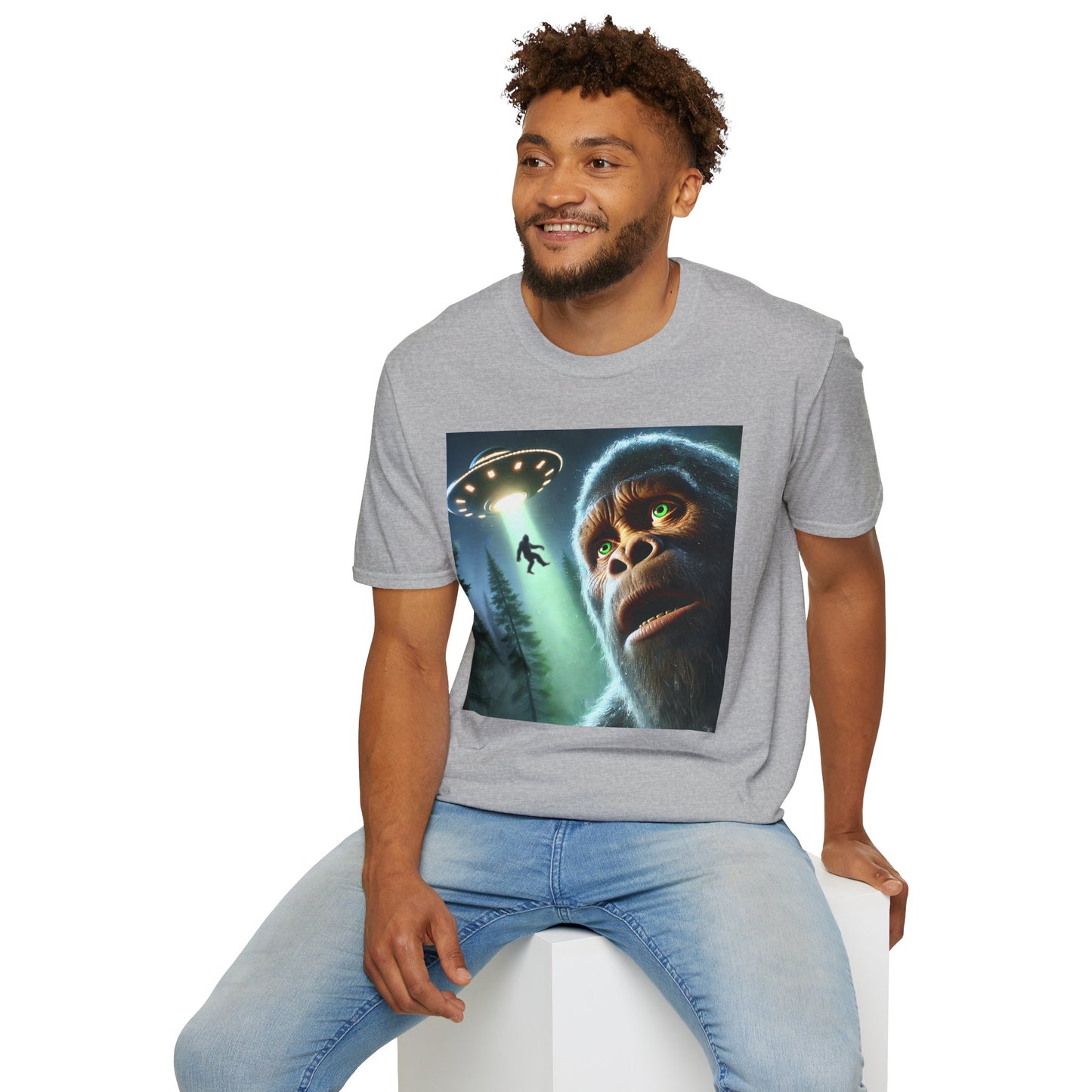 Bigfoot UFO Unisex T-Shirt, Funny Graphic Tee, Gift for Alien Lovers, Unique Summer Shirt, Casual Everyday Wear, t-shirt, tshirts, party