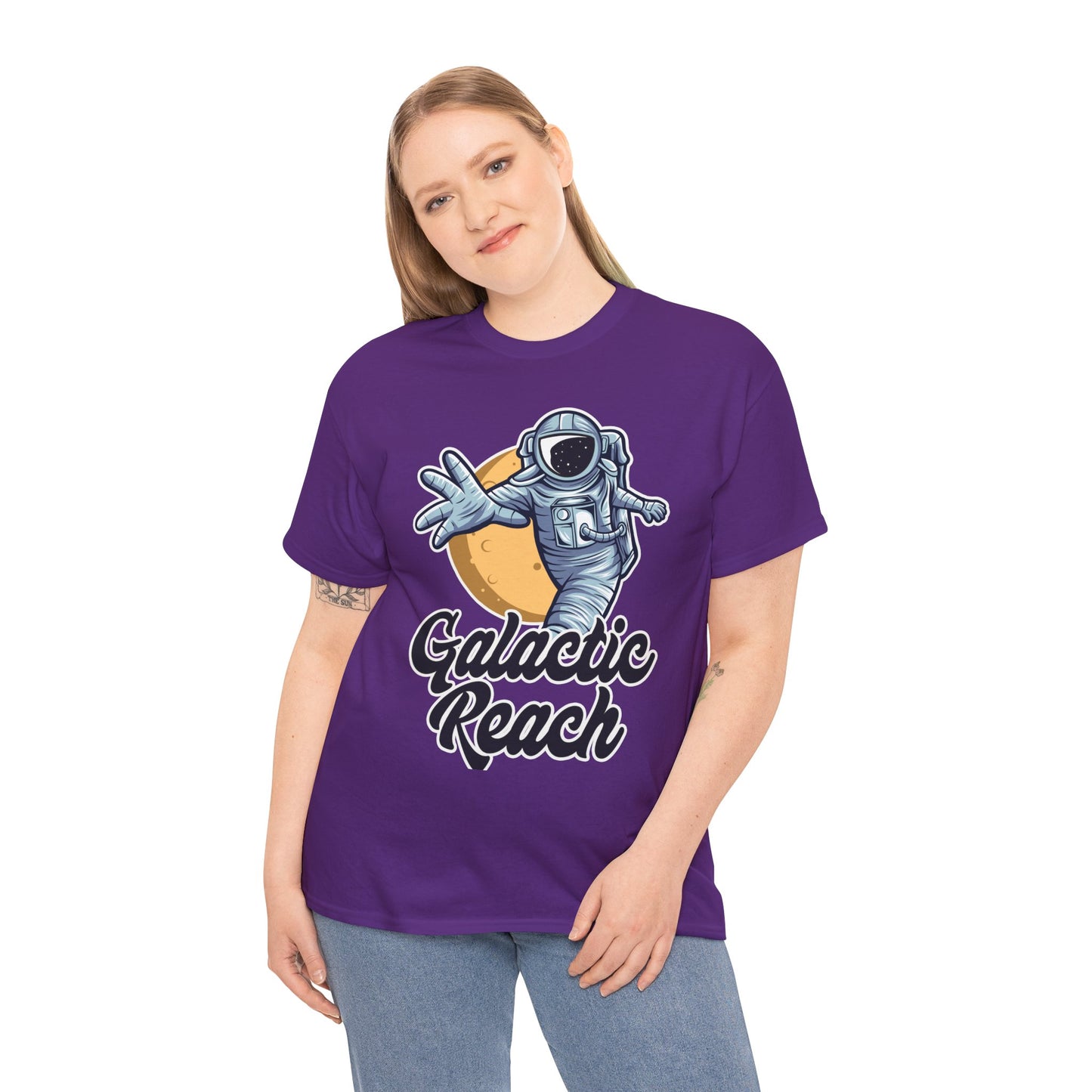 Galactic Reach, Astronaut, Unisex Heavy Cotton Tee, Express Delivery available, graphic design, png