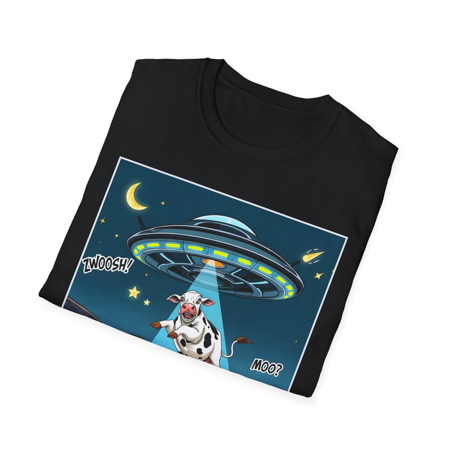 Got Milk? Cow UFO Unisex Softstyle T-Shirt – Fun Graphic Tee for Dairy Lovers, graphic tees, t-shirt, tshirt, graphic design, png