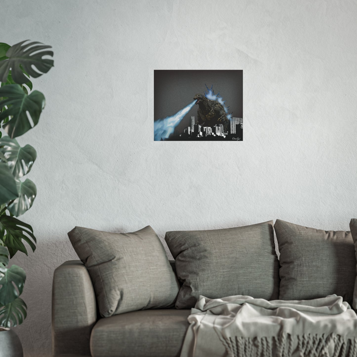 Godzilla Minus One, Fine Art Posters, Godzilla movie rendition, monsters, movies, posters, canvas, fine art, graphic design, png, CanvasPrints