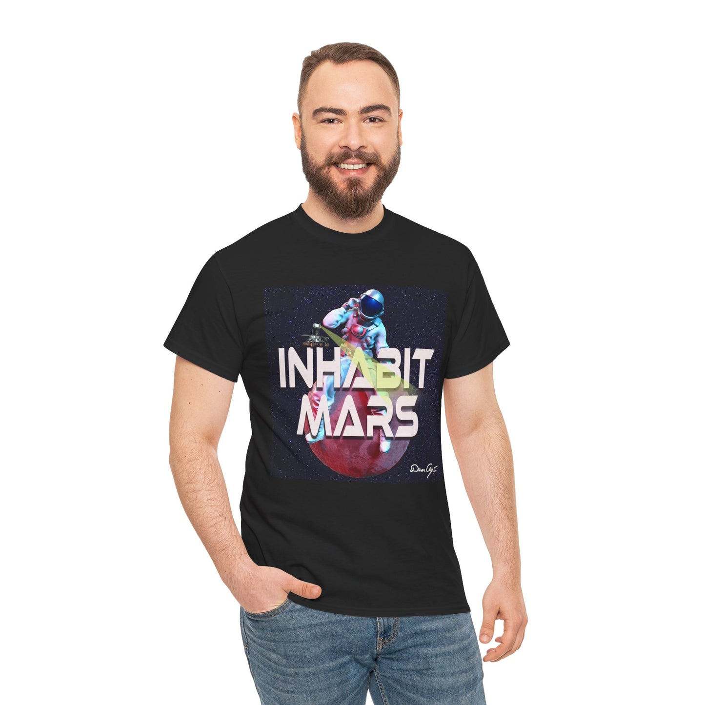 Inhabit Mars, Unisex Heavy Cotton Tee, Space, SpaceX, Universe, UFO, multiverse, graphic design, png, graphic design, t-shirts, tee