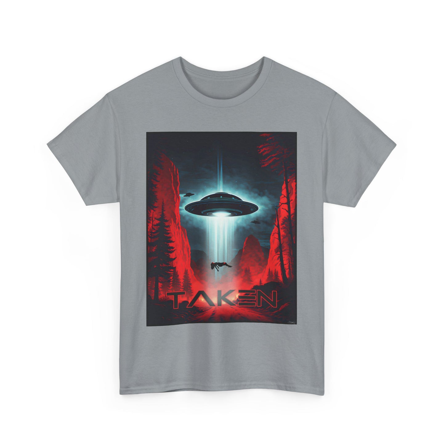 Taken, Unisex Heavy Cotton Tee, UFO inspired t-shirt, graphic design, art, png, t-shirts, tshirts, tee
