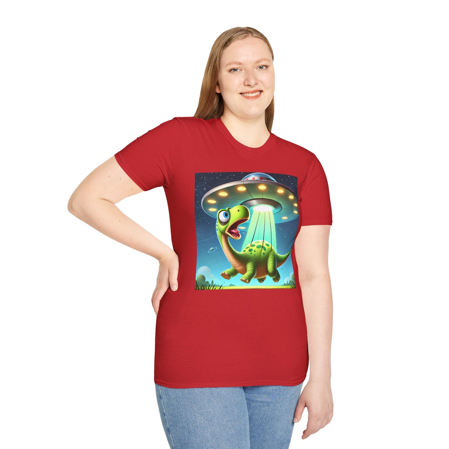 Cute Alien Dinosaur Unisex T-Shirt, Fun Graphic Tee, Kids & Adults, Space Theme, Playful Gift Idea, Birthday, Casual Wear