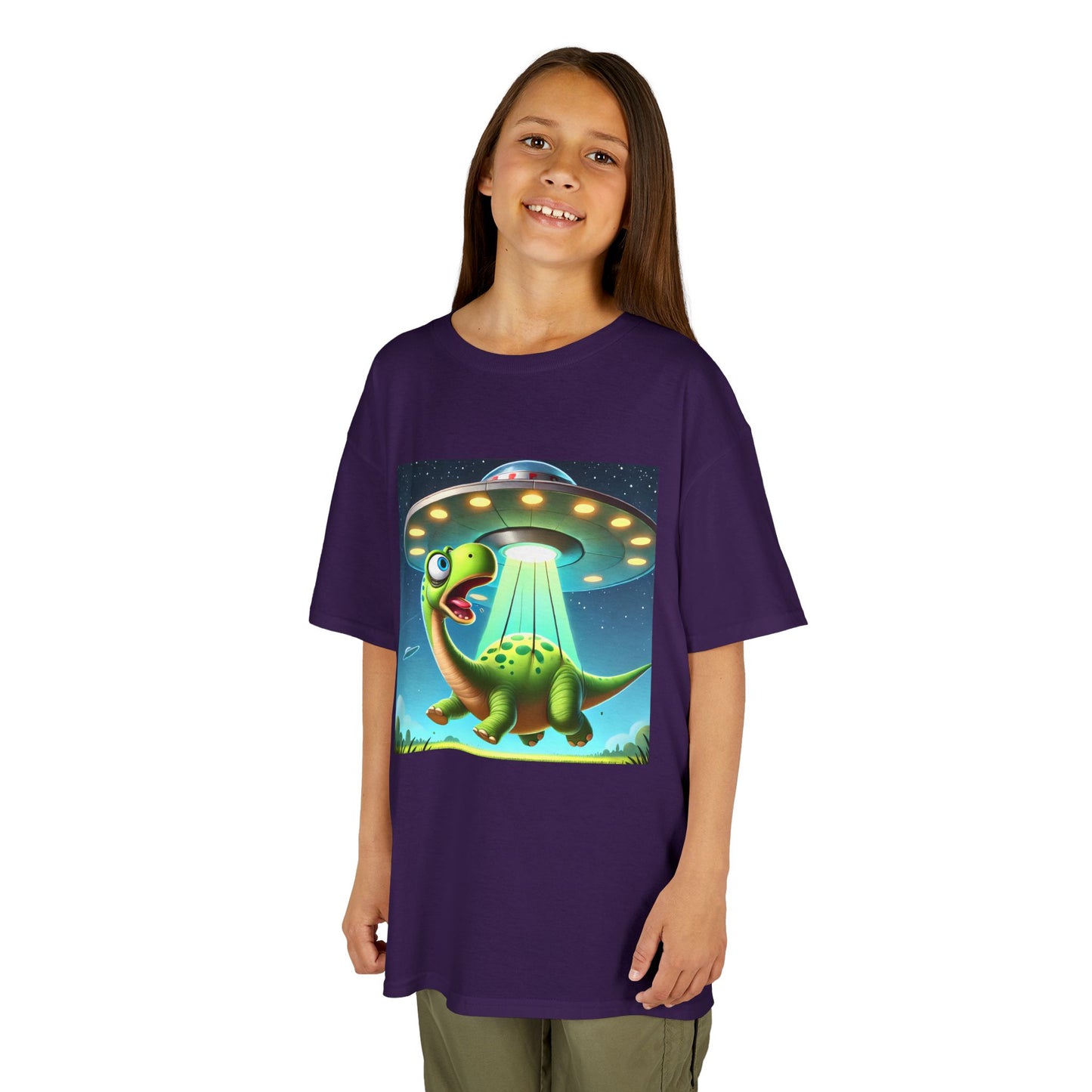 Dinosaur UFO Kids Tee, Fun Graphic Shirt for Boys and Girls, Perfect for Birthdays, Parties, Casual Wear, Gifts, tshirt, t-shirt