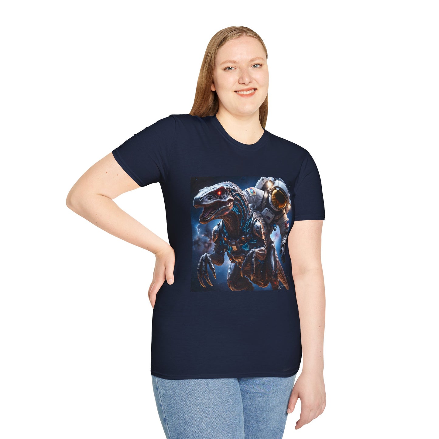 Space Dinosaur Unisex Softstyle T-Shirt, Fun Gift for Kids, Science Fiction Tee, Unique Graphic Shirt, Cool Outfit for Parties, t-shirt, tshirt, png