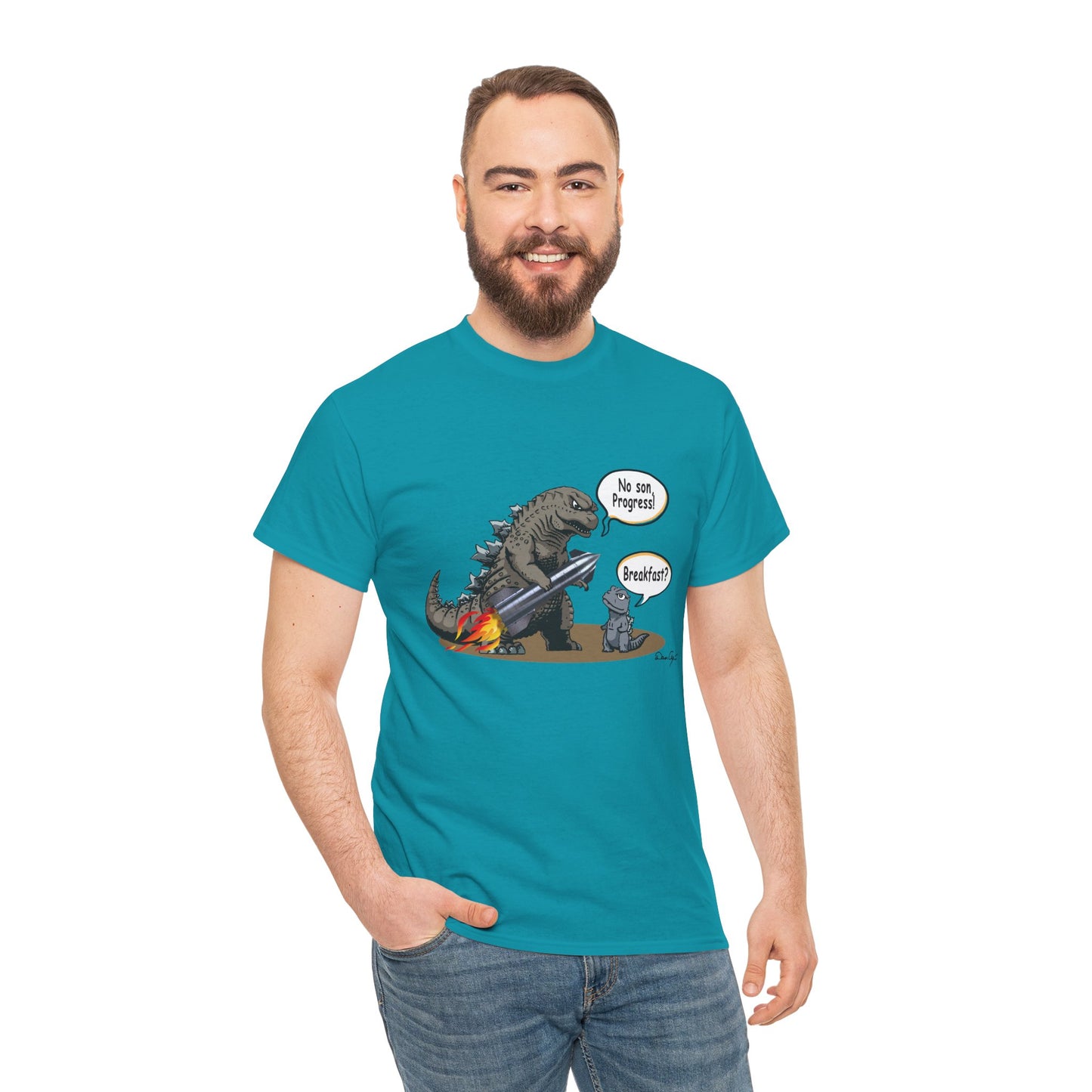 Godzilla, Son and SpaceX, Unisex Heavy Cotton Tee, print design, t-shirt, t-shirts, t-shirts, png, funny, cartoons, tee