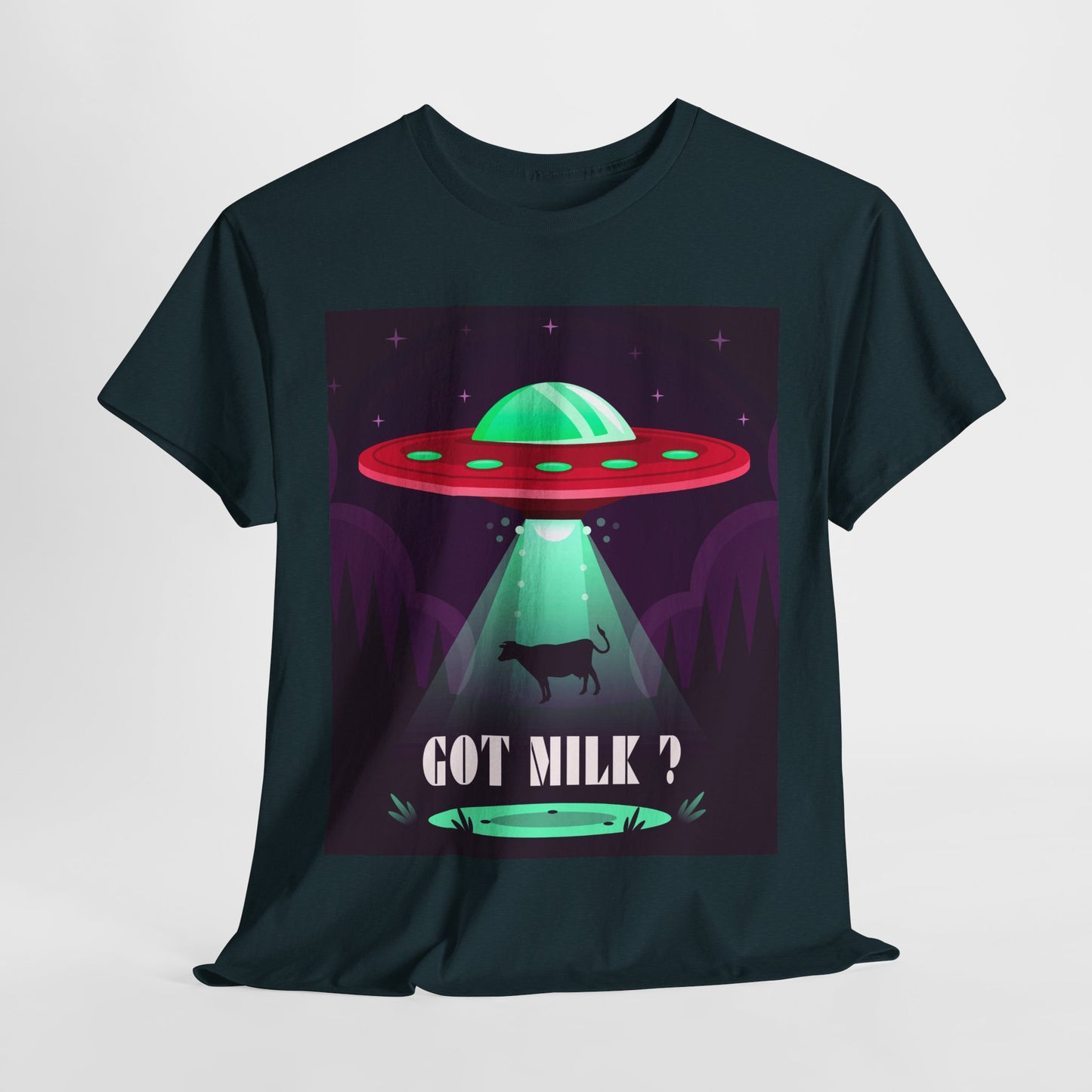 Got Milk? Unisex Heavy Cotton Tee, UFO abduction, comedy, funny, t-shirt, t-shirt, graphic design, tee, png
