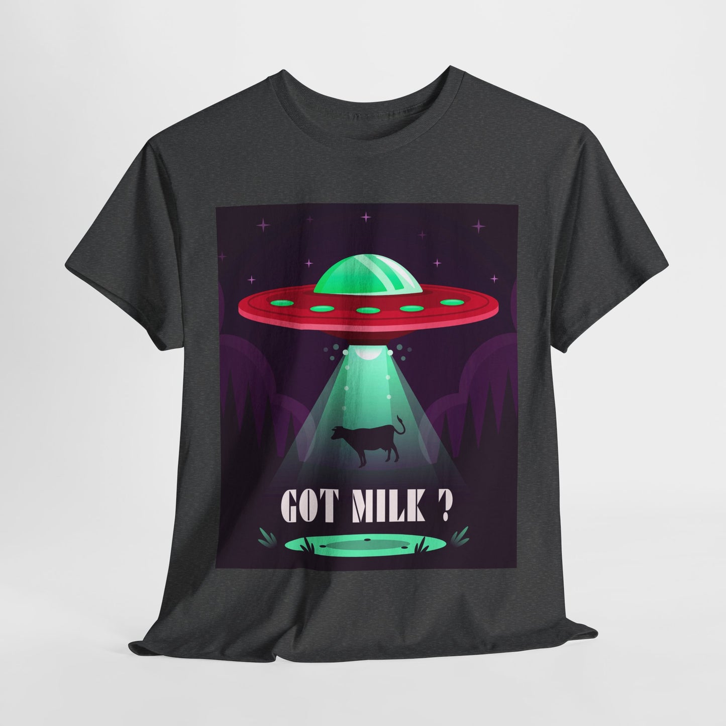 Got Milk? Unisex Heavy Cotton Tee, UFO abduction, comedy, funny, t-shirt, t-shirt, graphic design, tee, png
