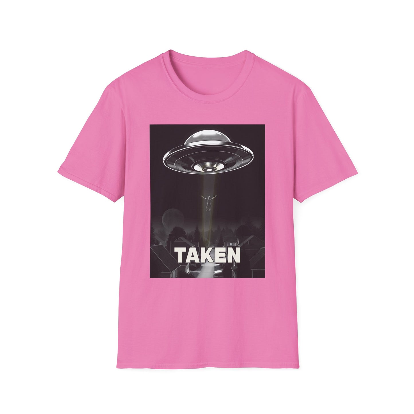 Taken 3, Alien Theme Unisex Softstyle T-Shirt, Fun Graphic Tee for UFO Lovers, Great for Casual Wear, Gifts for Sci-Fi Fans, Cool Shirt