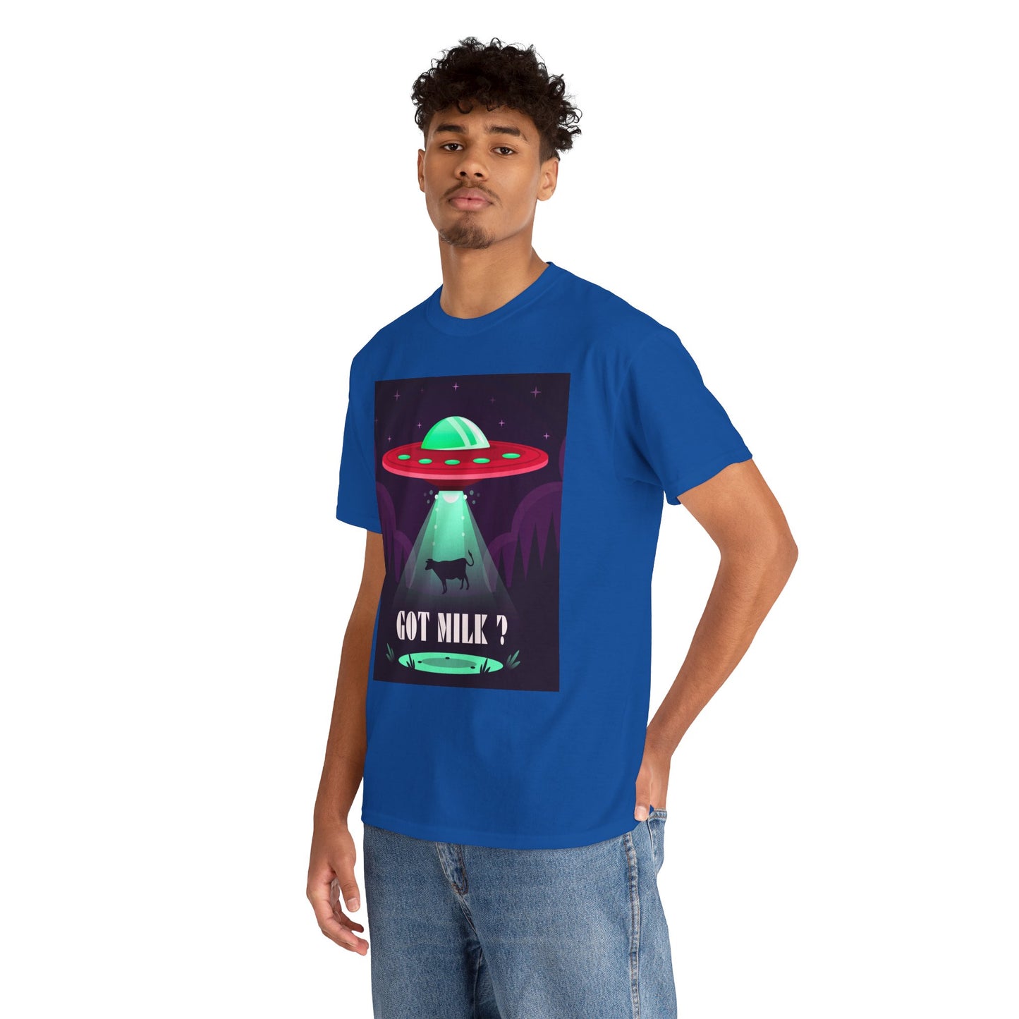 Got Milk? Unisex Heavy Cotton Tee, UFO abduction, comedy, funny, t-shirt, t-shirt, graphic design, tee, png