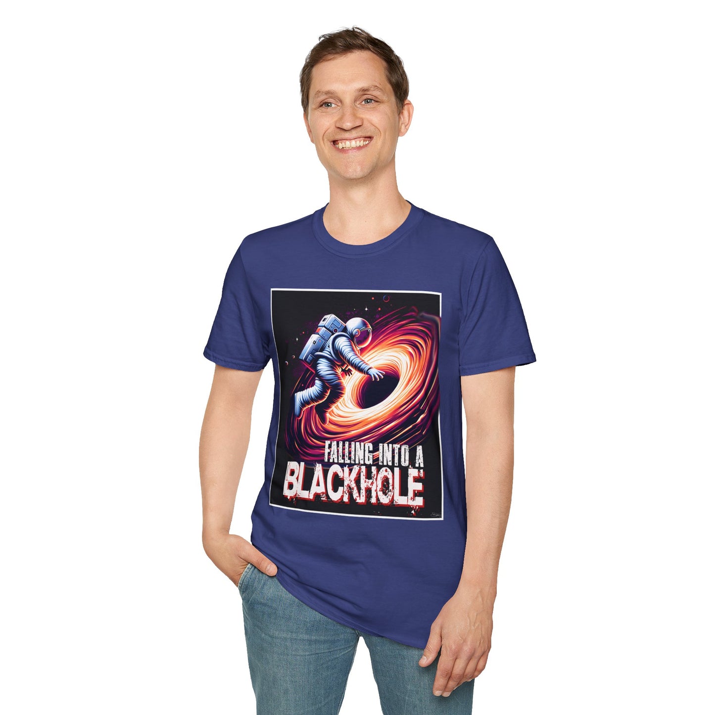 Falling Into a Blackhole Unisex Softstyle, T-Shirt, Space Lover Gift, Sci-Fi Tee, Astronomy Shirt, Creative Graphic T-Shirt, Gift Astronaut