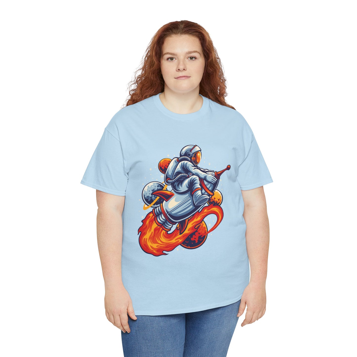 Retro Space Explorer Unisex Heavy Cotton Tee, graphic designed, tees, t-shirt, t-shirts, png