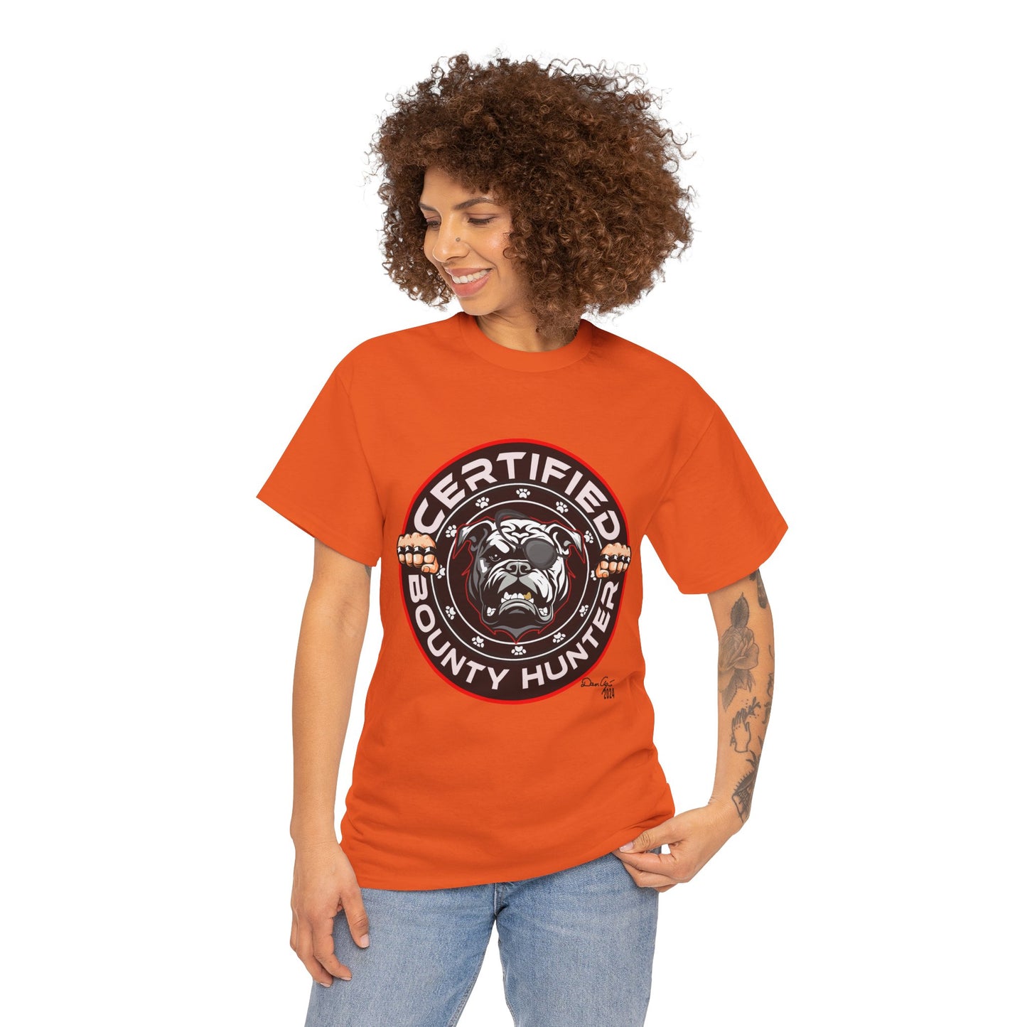 Certified Bounty Hunter, Unisex Heavy Cotton Tee, comedy, bulldog, print design, png, GraphicTees