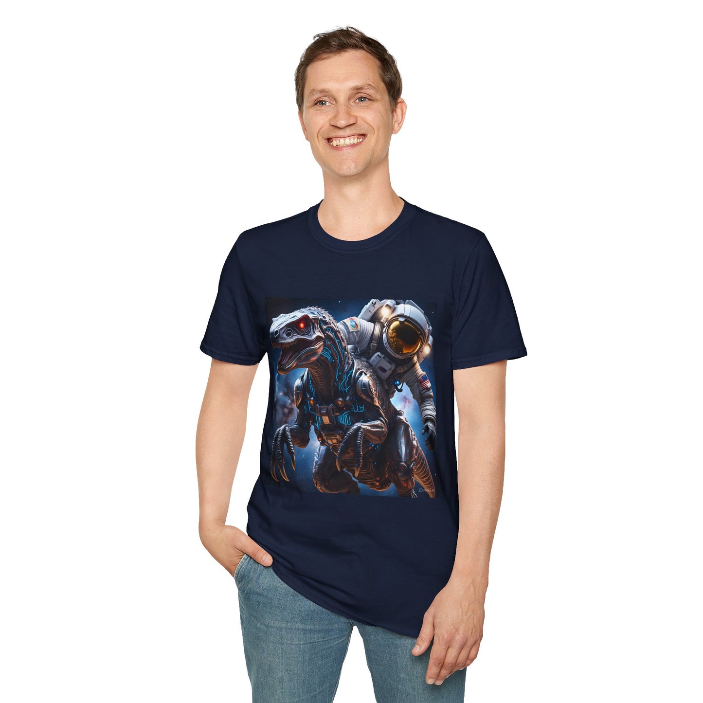 Space Dinosaur Unisex Softstyle T-Shirt, Fun Gift for Kids, Science Fiction Tee, Unique Graphic Shirt, Cool Outfit for Parties, t-shirt, tshirt, png