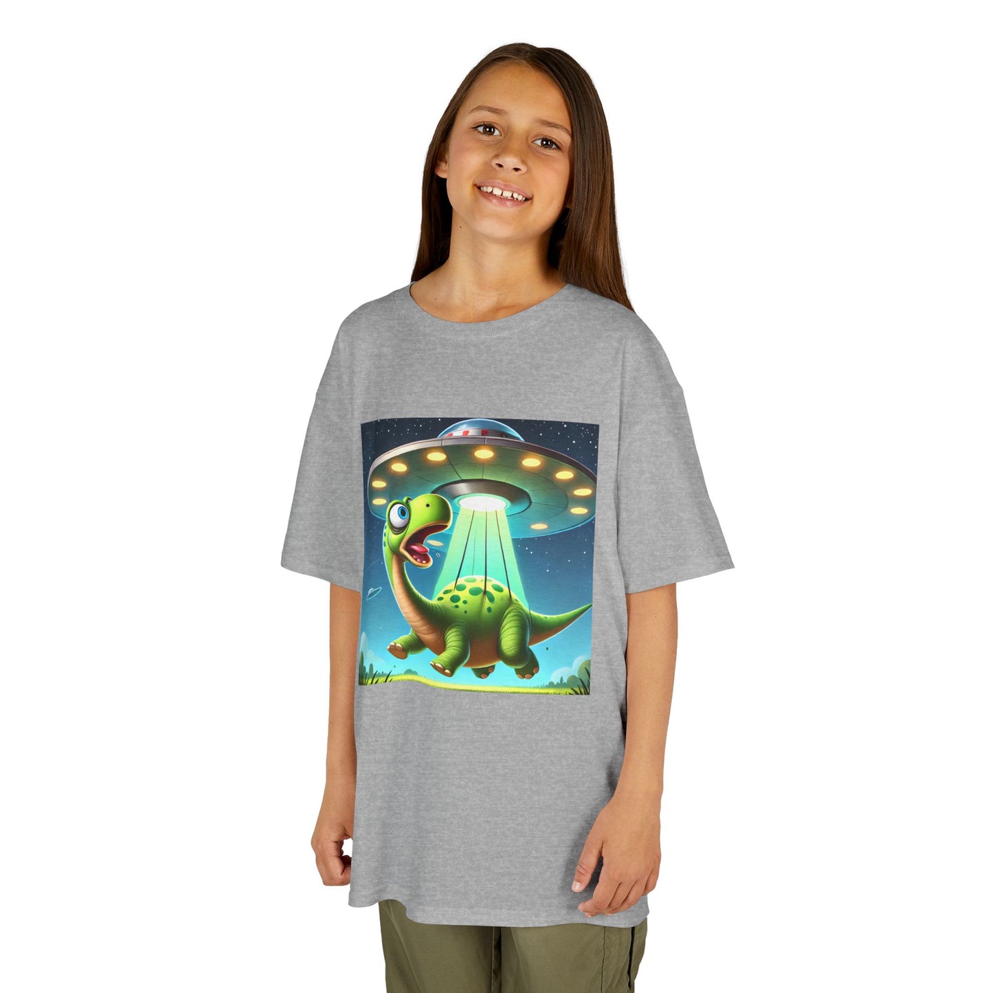 Dinosaur UFO Kids Tee, Fun Graphic Shirt for Boys and Girls, Perfect for Birthdays, Parties, Casual Wear, Gifts, tshirt, t-shirt