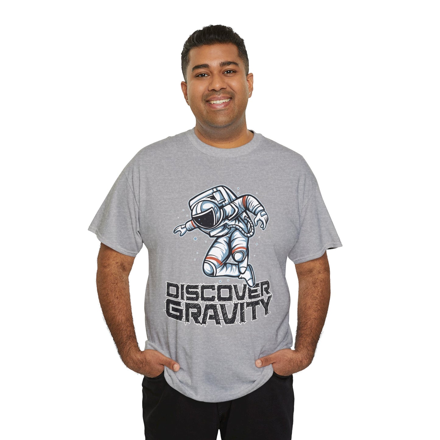Discover Gravity. Unisex Heavy Cotton Tee - Fun Astronaut, Astronomy Graphic Tee - Unisex graphic design, png Express Delivery available
