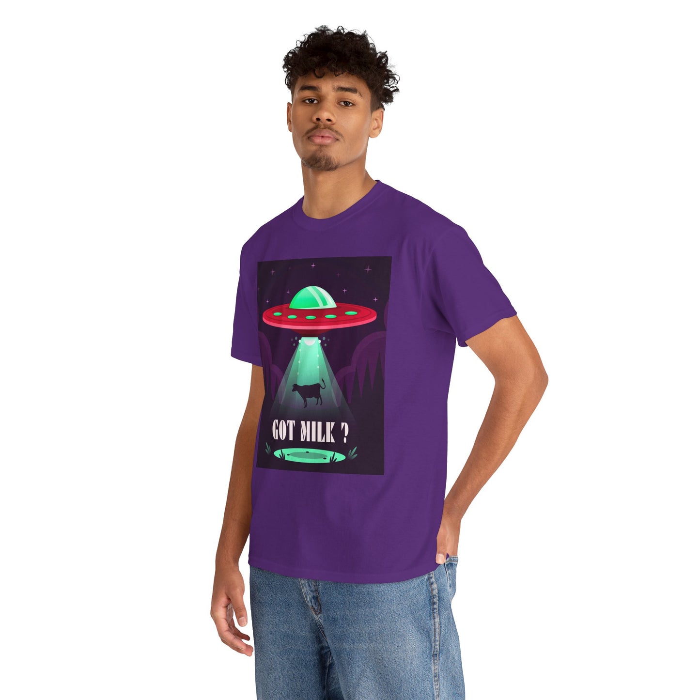 Got Milk? Unisex Heavy Cotton Tee, UFO abduction, comedy, funny, t-shirt, t-shirt, graphic design, tee, png