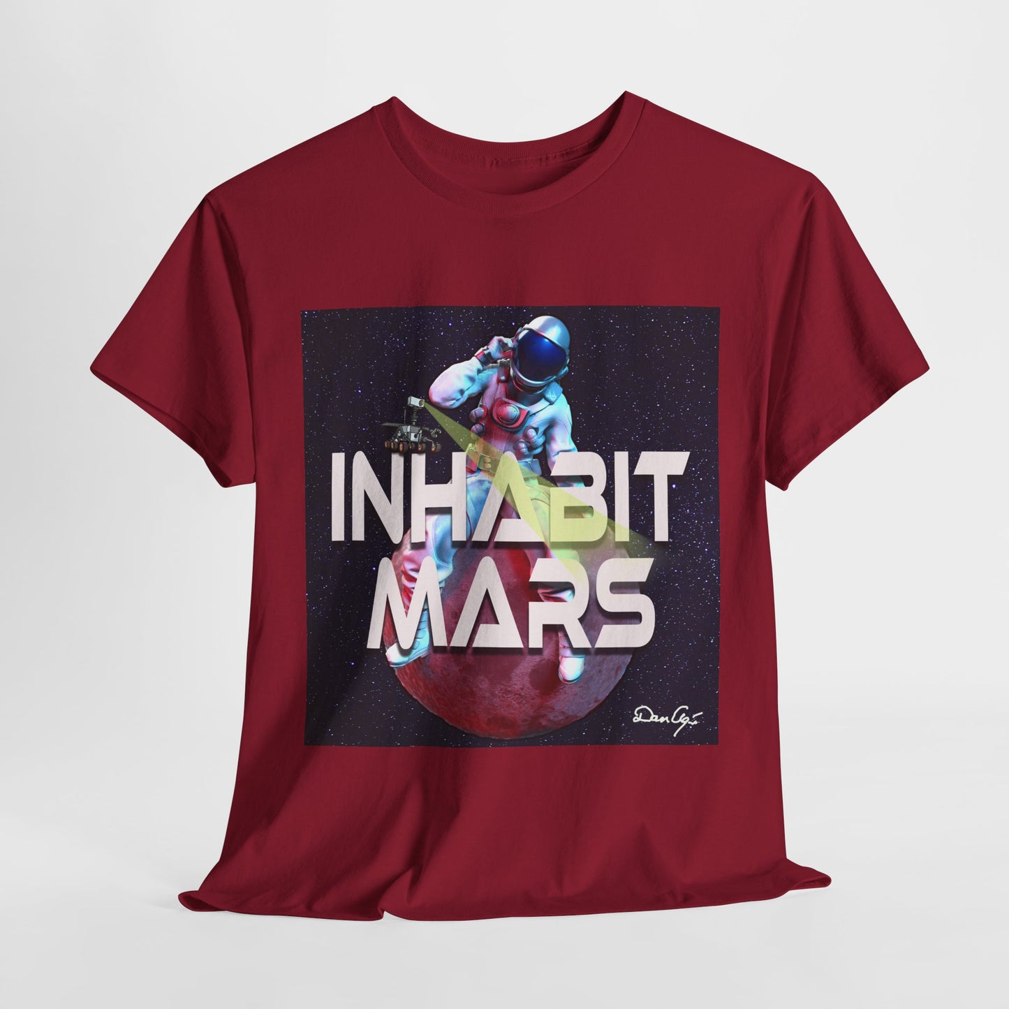 Inhabit Mars, Unisex Heavy Cotton Tee, Space, SpaceX, Universe, UFO, multiverse, graphic design, png, graphic design, t-shirts, tee