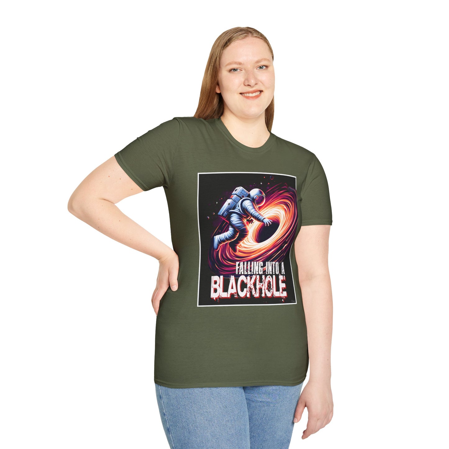 Falling Into a Blackhole Unisex Softstyle, T-Shirt, Space Lover Gift, Sci-Fi Tee, Astronomy Shirt, Creative Graphic T-Shirt, Gift Astronaut