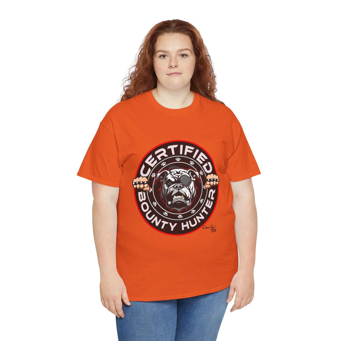 Certified Bounty Hunter, Unisex Heavy Cotton Tee, comedy, bulldog, print design, png, GraphicTees