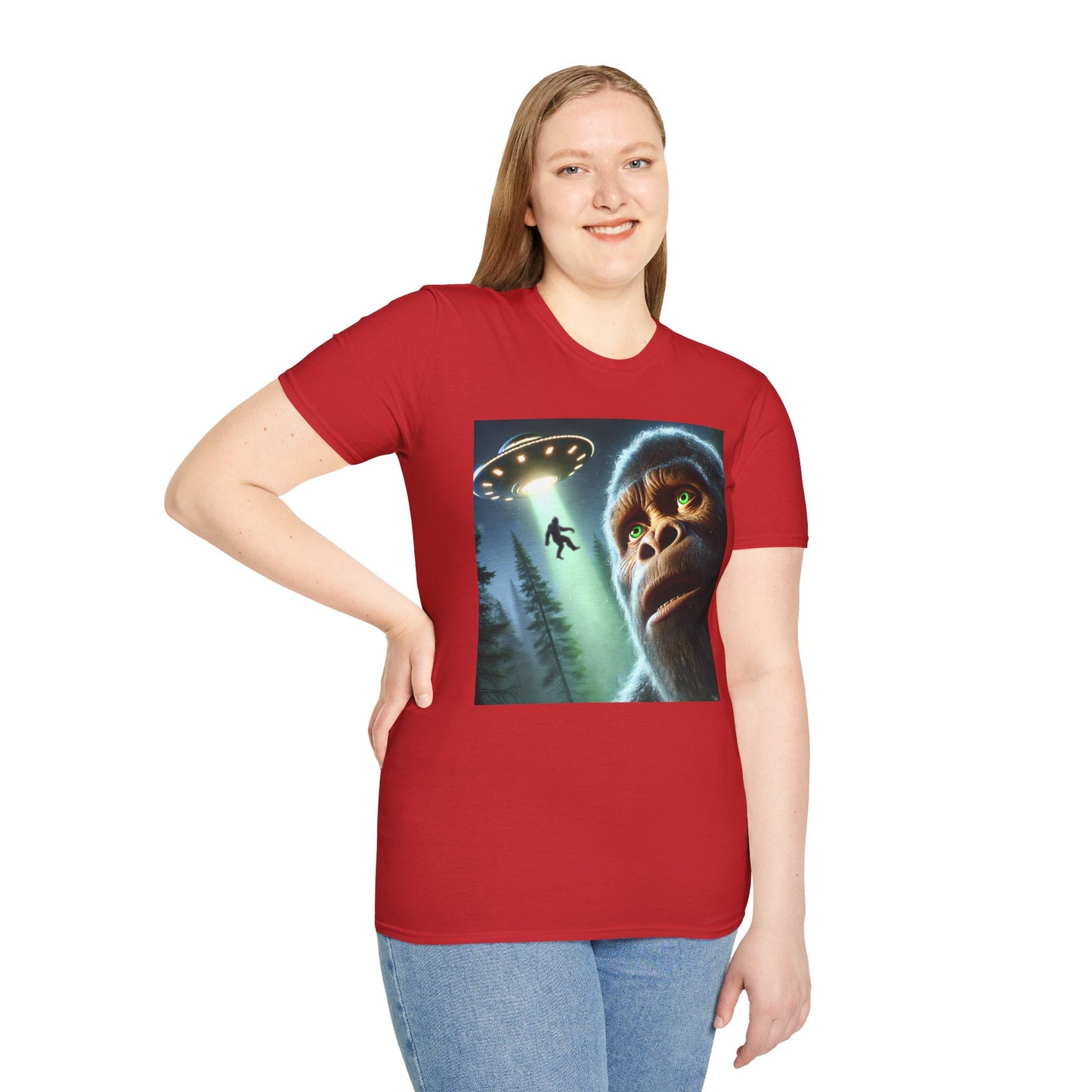 Bigfoot UFO Unisex T-Shirt, Funny Graphic Tee, Gift for Alien Lovers, Unique Summer Shirt, Casual Everyday Wear, t-shirt, tshirts, party