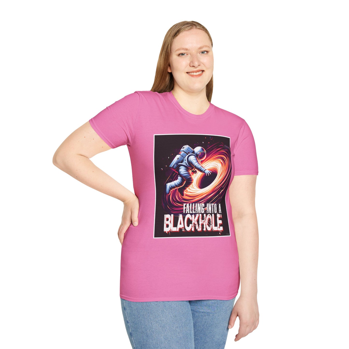 Falling Into a Blackhole Unisex Softstyle, T-Shirt, Space Lover Gift, Sci-Fi Tee, Astronomy Shirt, Creative Graphic T-Shirt, Gift Astronaut