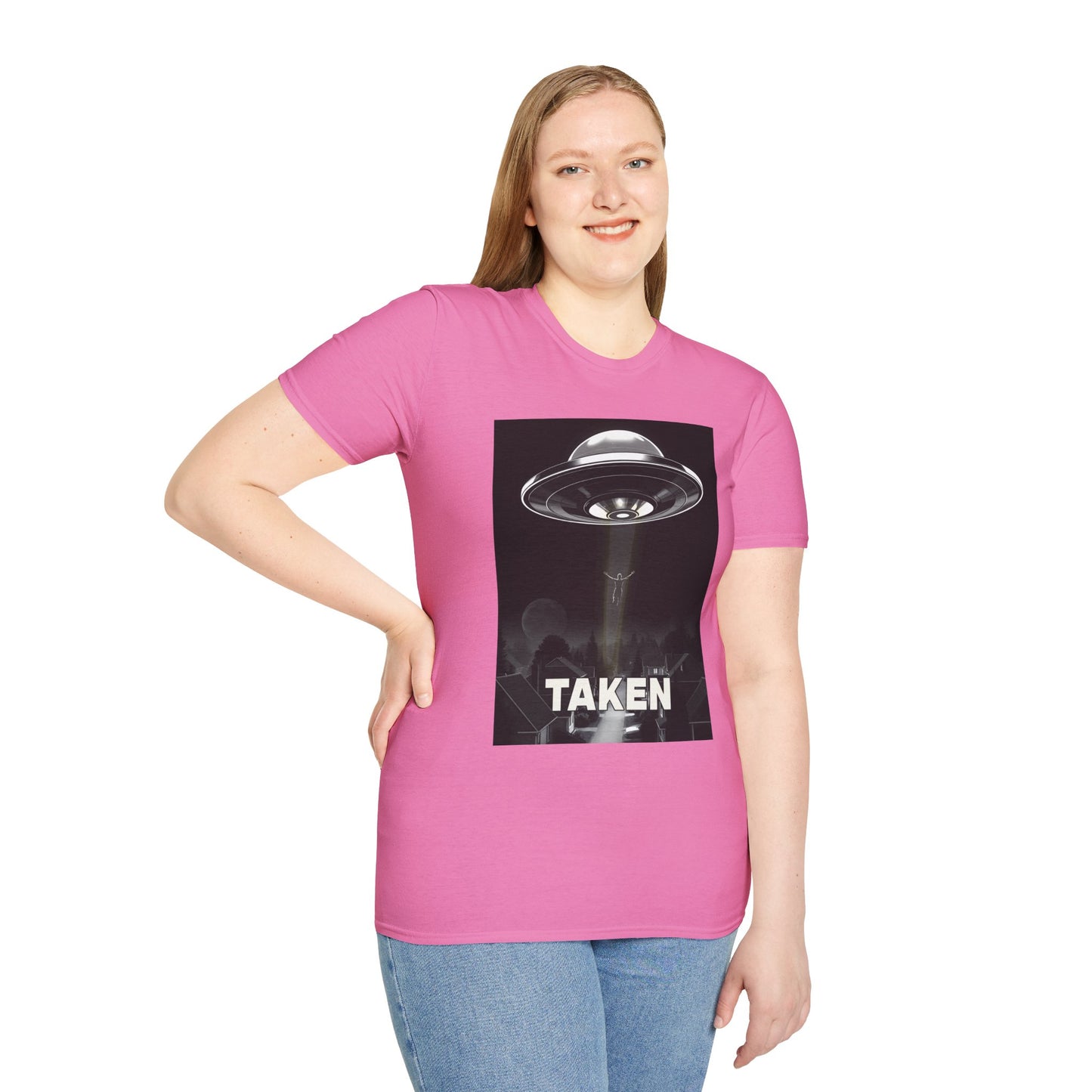 Taken 3, Alien Theme Unisex Softstyle T-Shirt, Fun Graphic Tee for UFO Lovers, Great for Casual Wear, Gifts for Sci-Fi Fans, Cool Shirt
