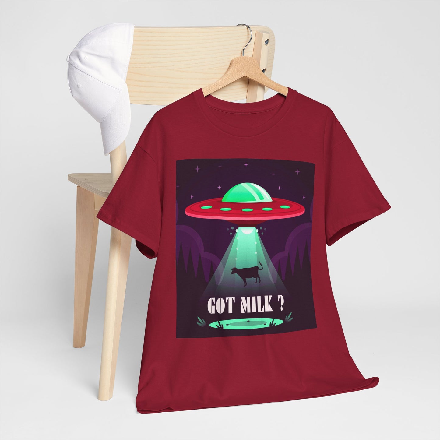 Got Milk? Unisex Heavy Cotton Tee, UFO abduction, comedy, funny, t-shirt, t-shirt, graphic design, tee, png