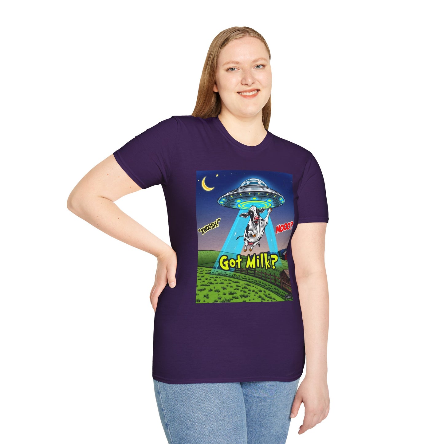 Got Milk? Funny Unisex Softstyle T-Shirt, Humorous Tee, Perfect for Cow Lovers, Milking Day, Farm-themed Gifts, Quirky Apparel, graphic