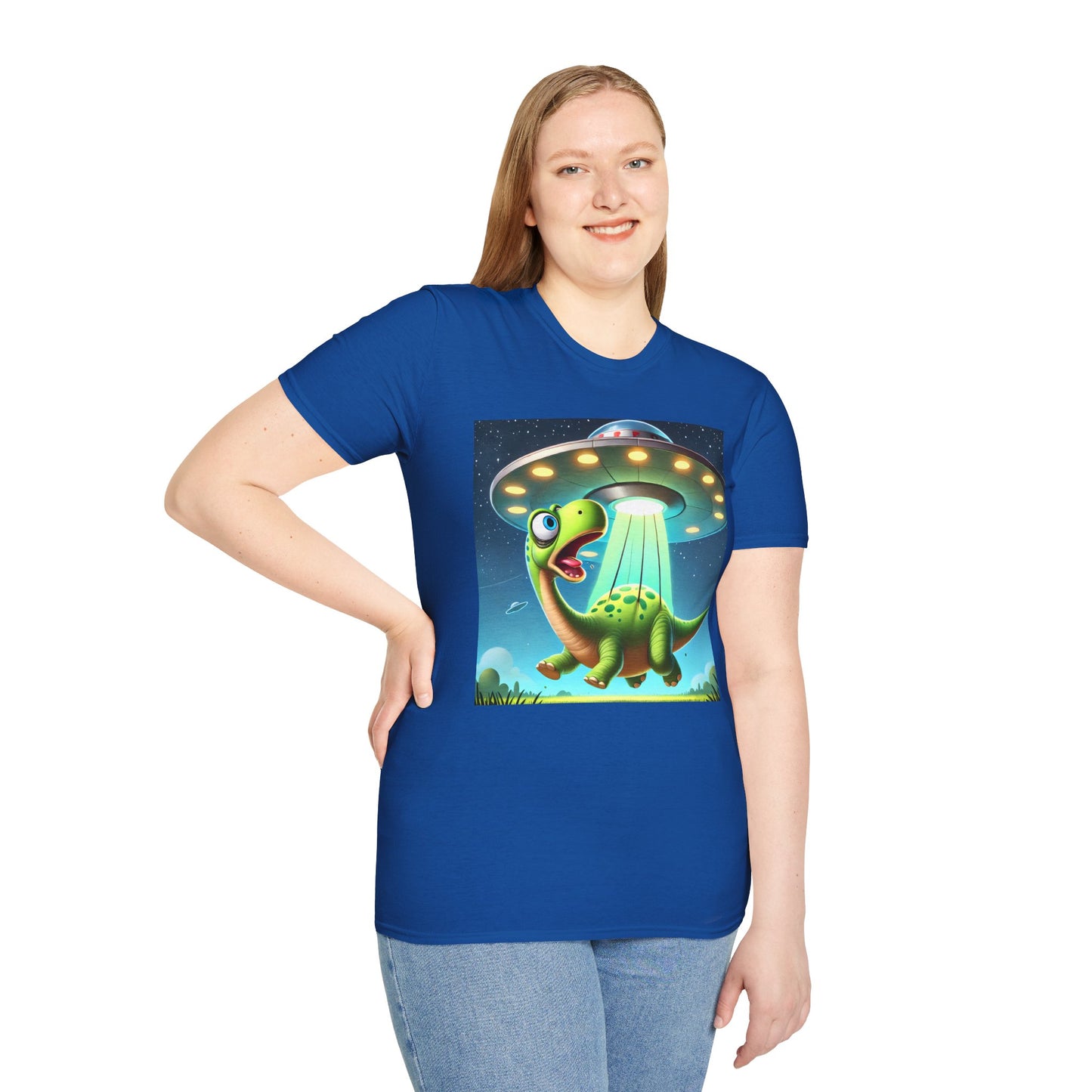 Cute Alien Dinosaur Unisex T-Shirt, Fun Graphic Tee, Kids & Adults, Space Theme, Playful Gift Idea, Birthday, Casual Wear