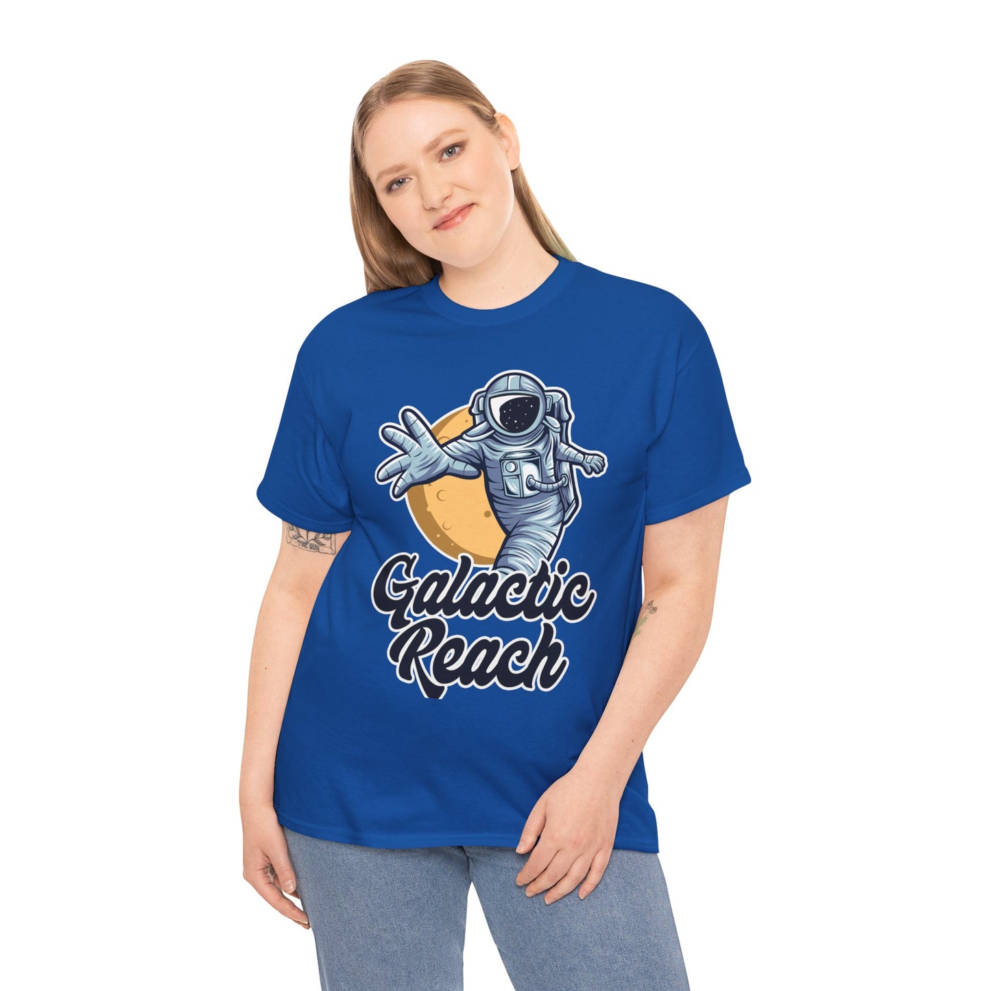 Galactic Reach, Astronaut, Unisex Heavy Cotton Tee, Express Delivery available, graphic design, png