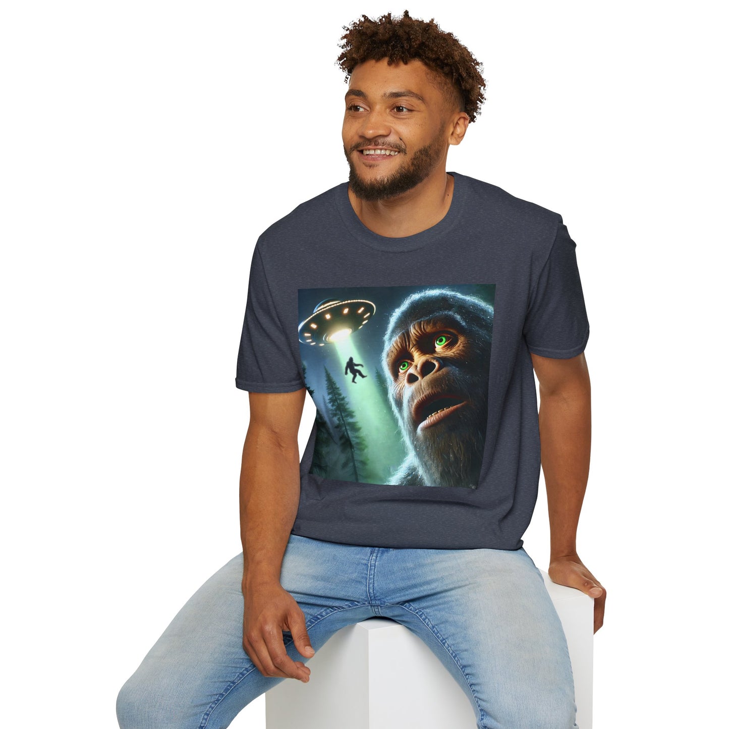 Bigfoot UFO Unisex T-Shirt, Funny Graphic Tee, Gift for Alien Lovers, Unique Summer Shirt, Casual Everyday Wear, t-shirt, tshirts, party